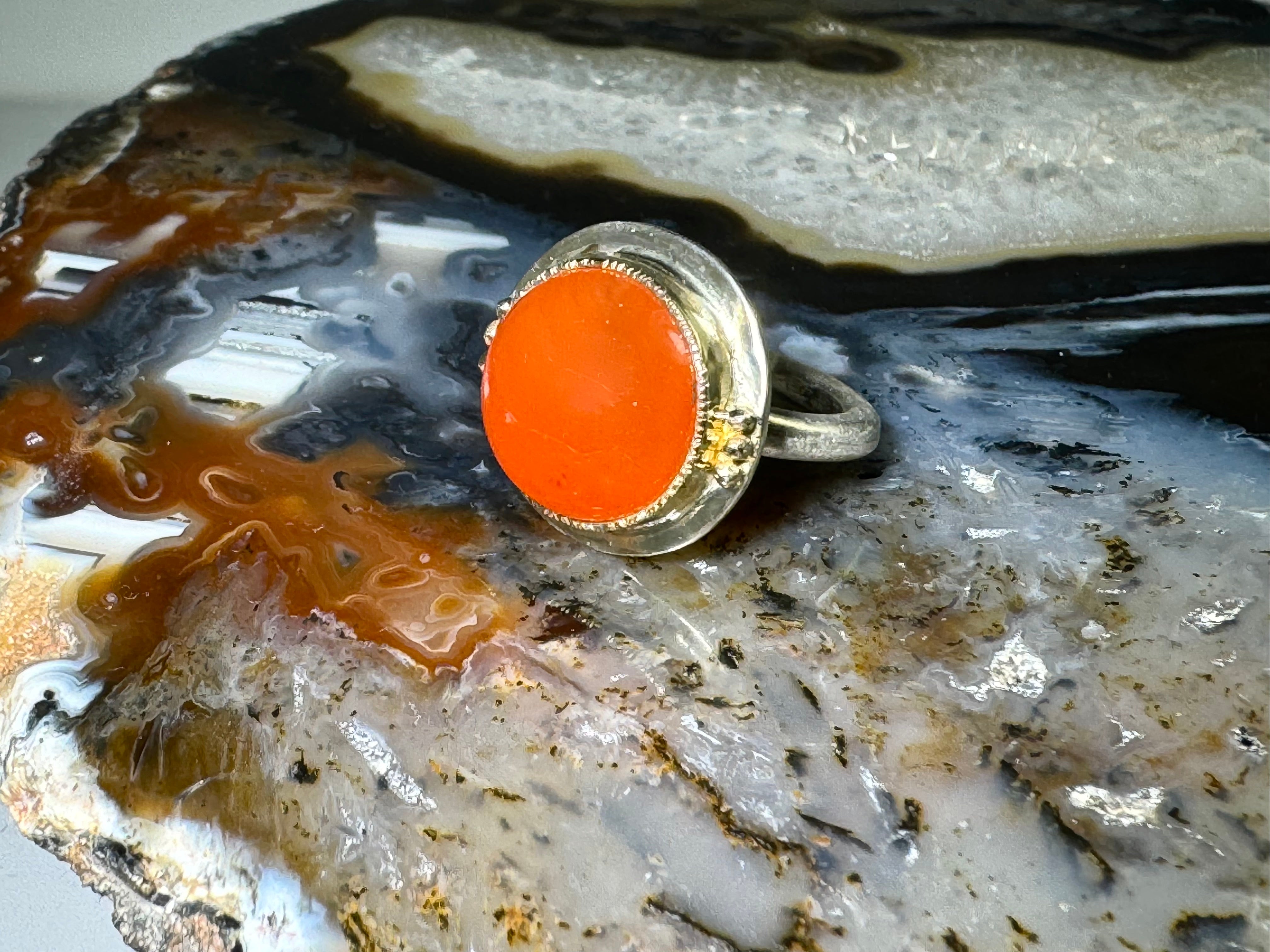 Carnelian Sterling & 18k Ring