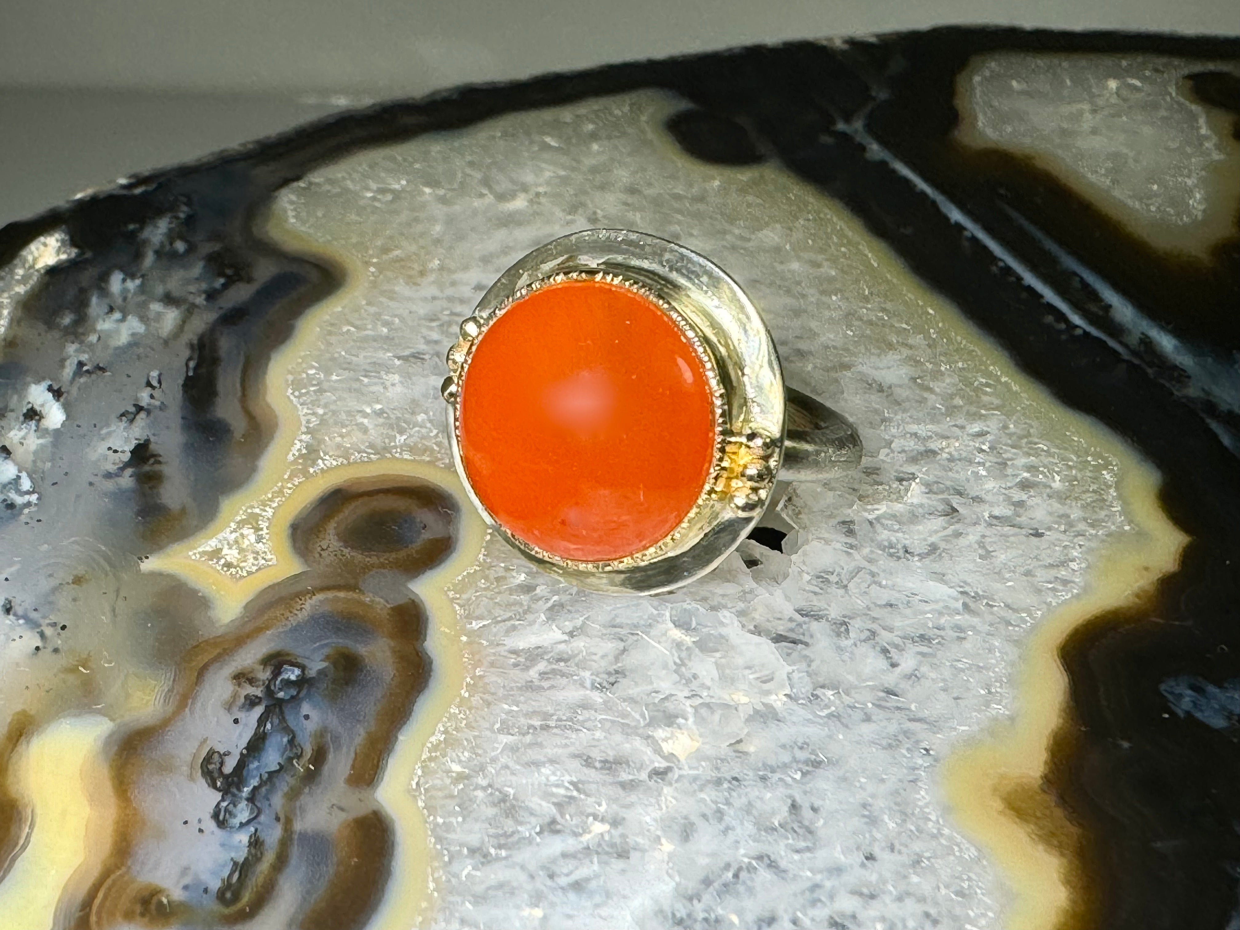 Carnelian Sterling & 18k Ring