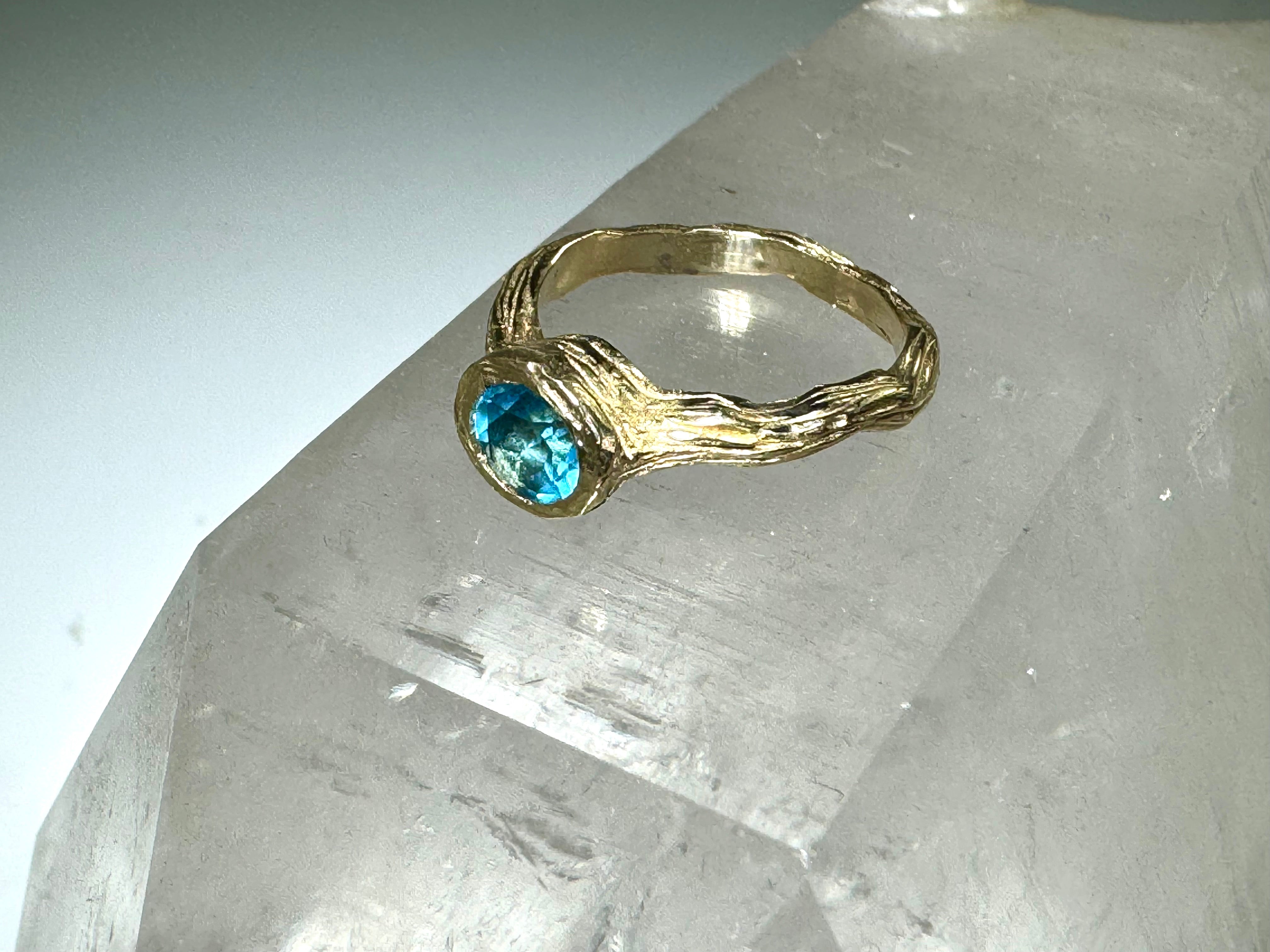 Blue Topaz Bark Ring