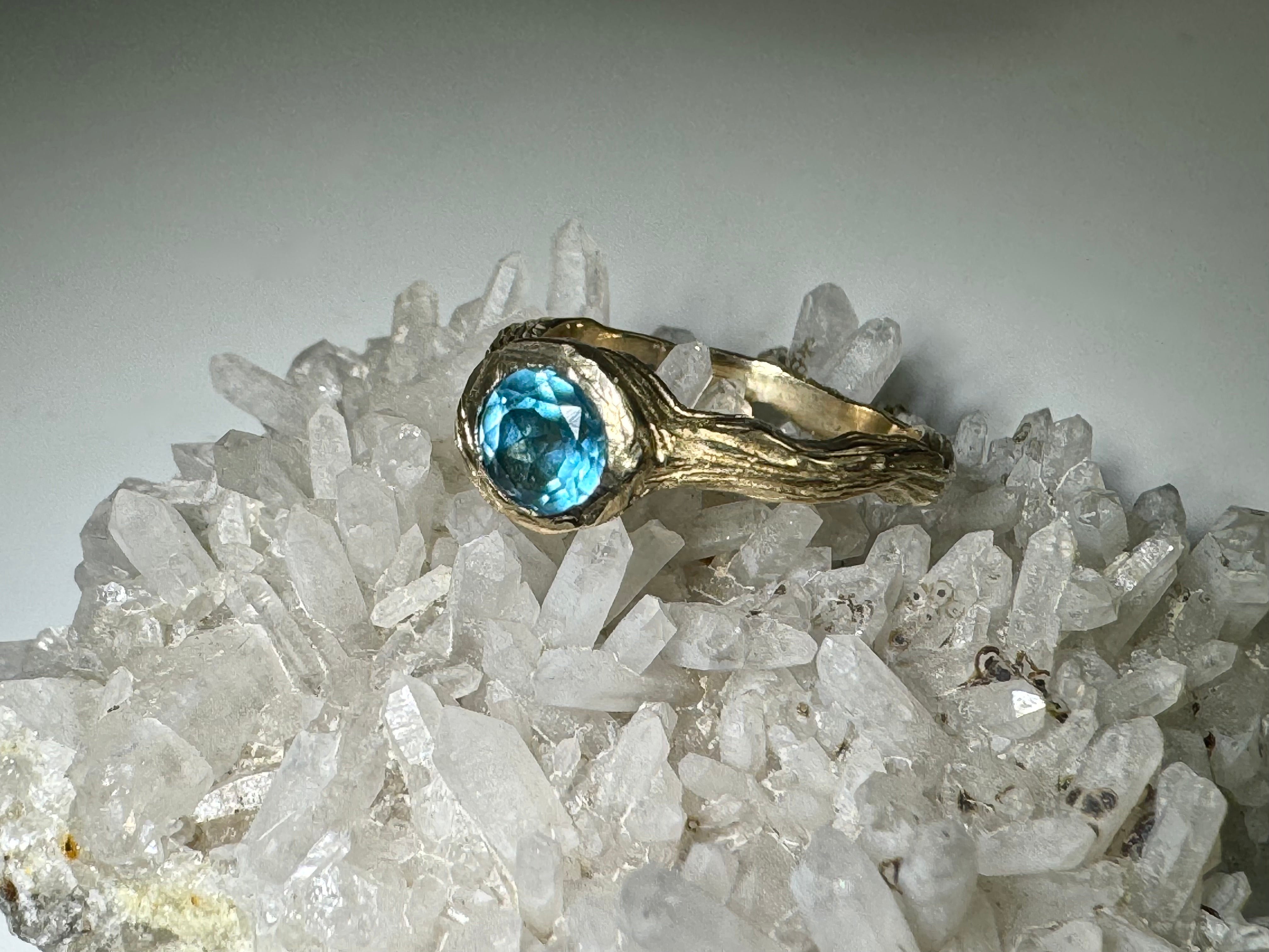 Blue Topaz Bark Ring