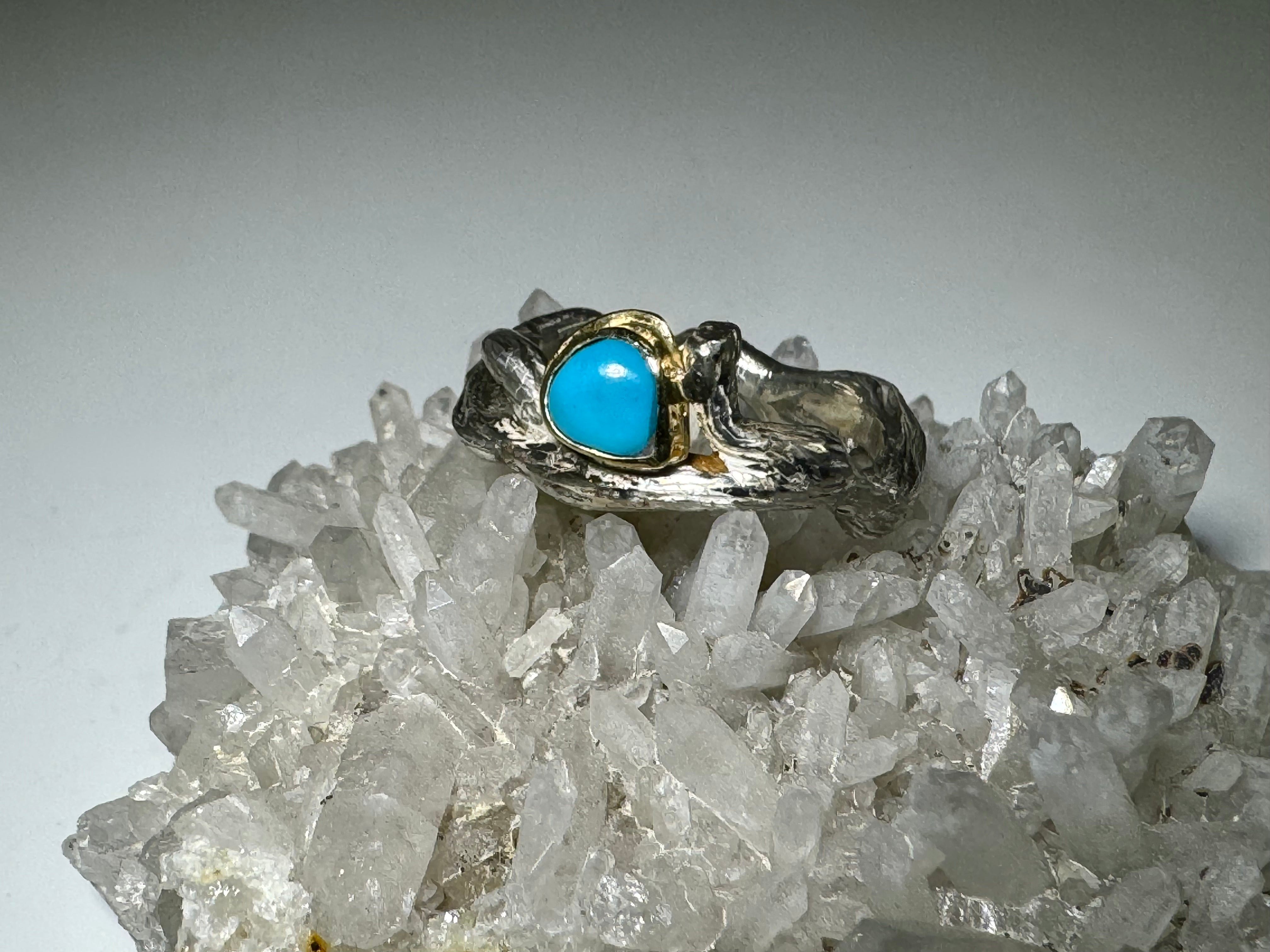 American Turquoise Bark Ring