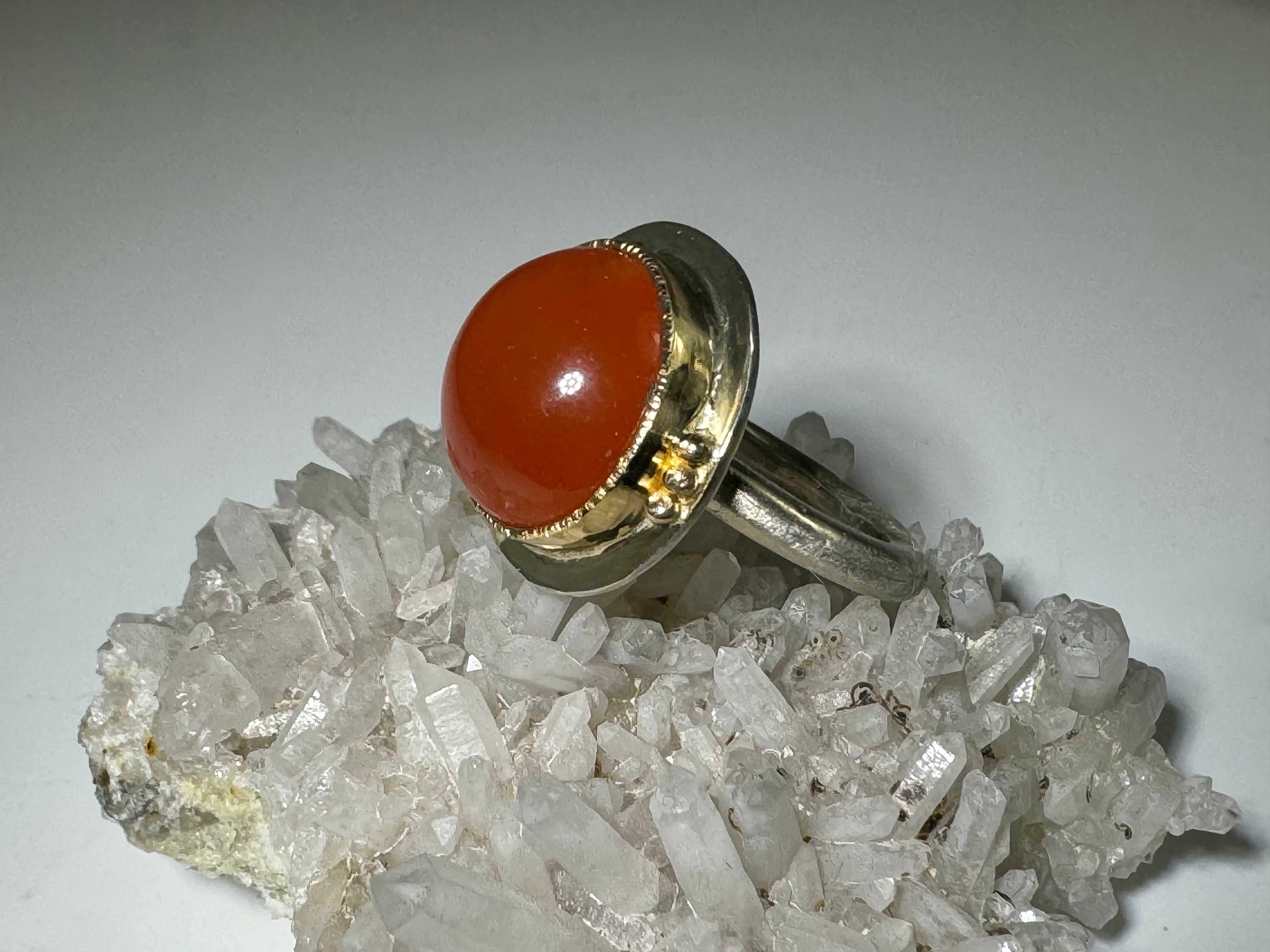 Carnelian Sterling & 18k Ring