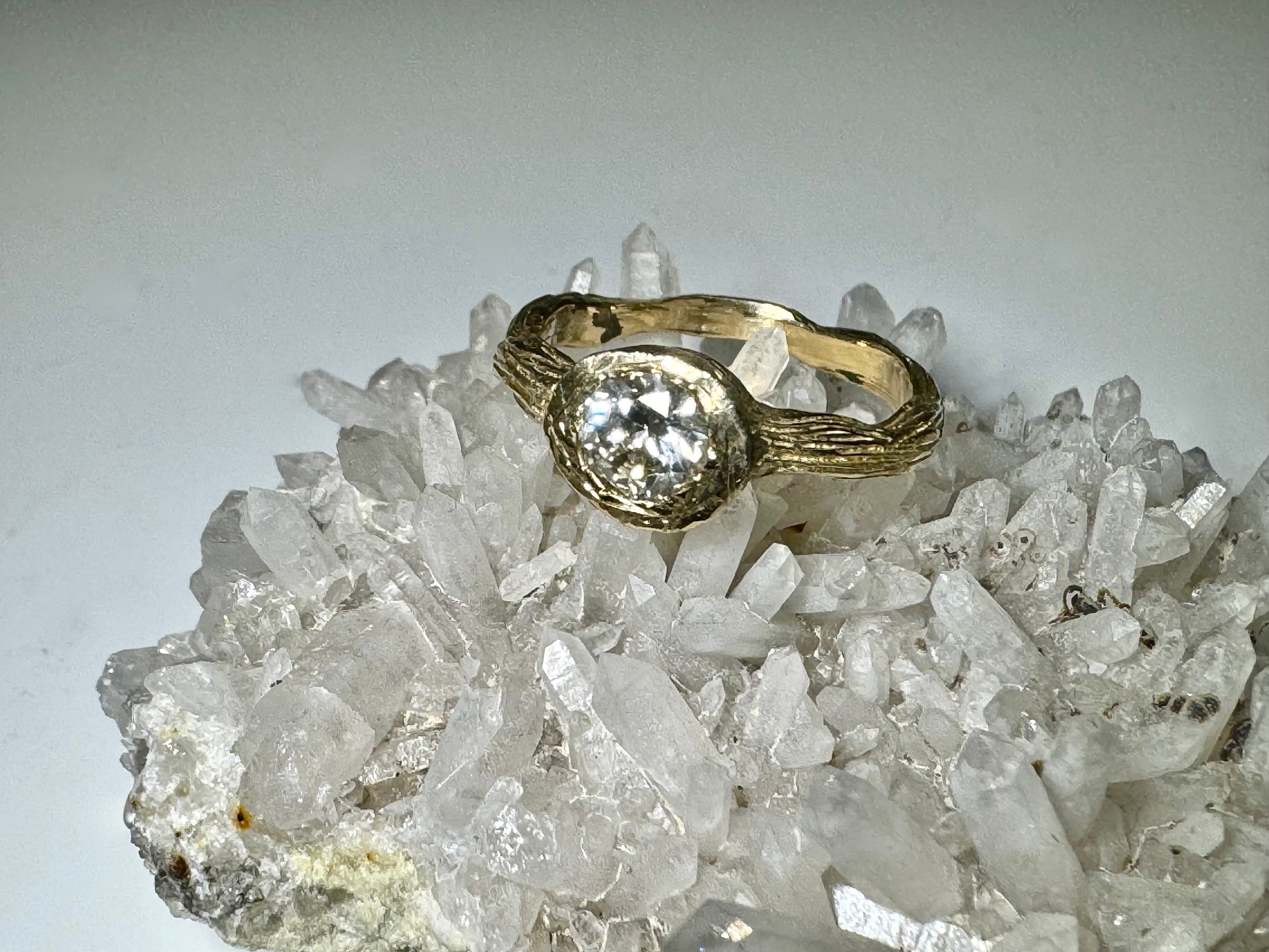 Diamond Bark 14k Ring