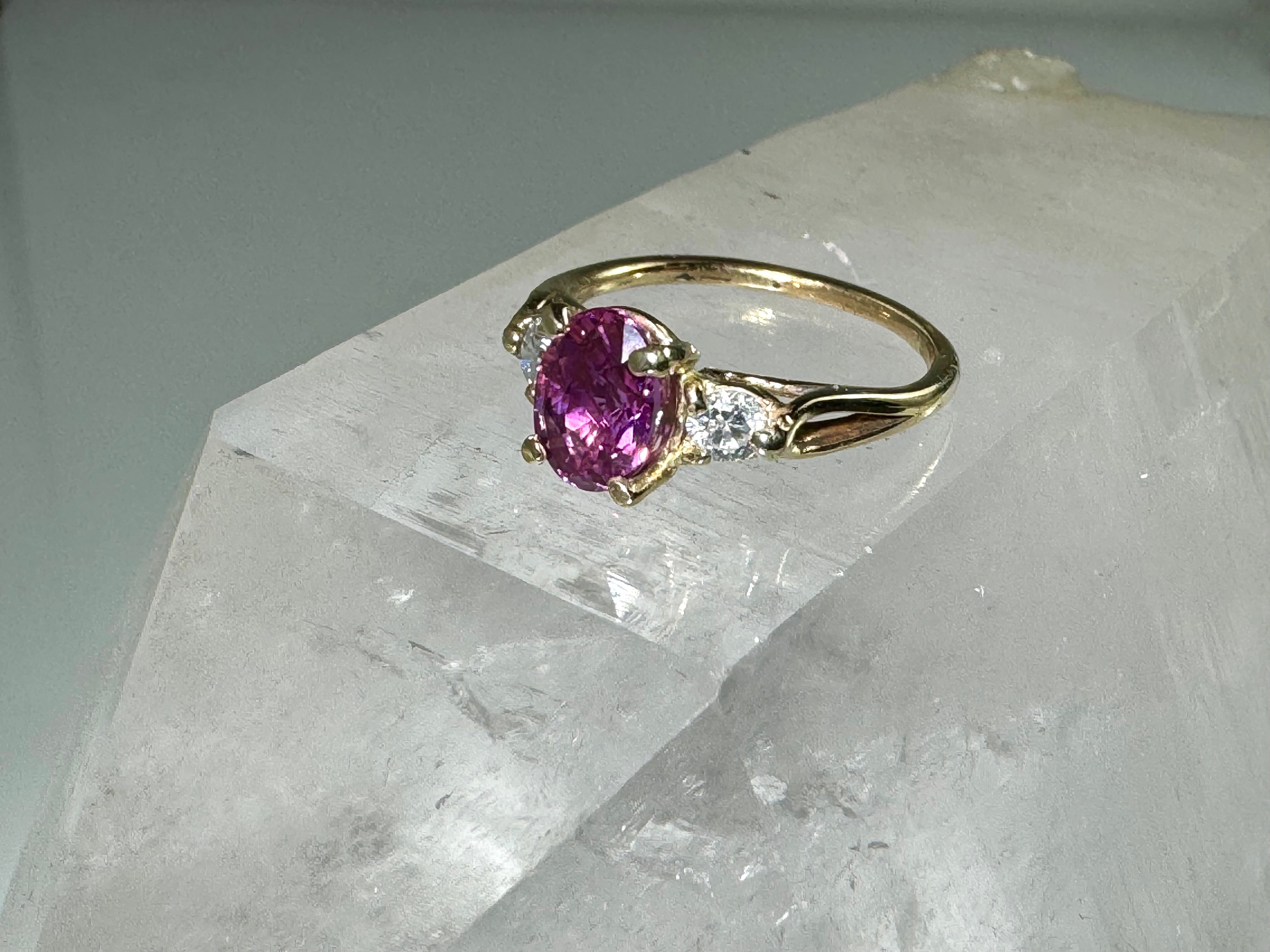 Pink Sapphire and Diamond Ring