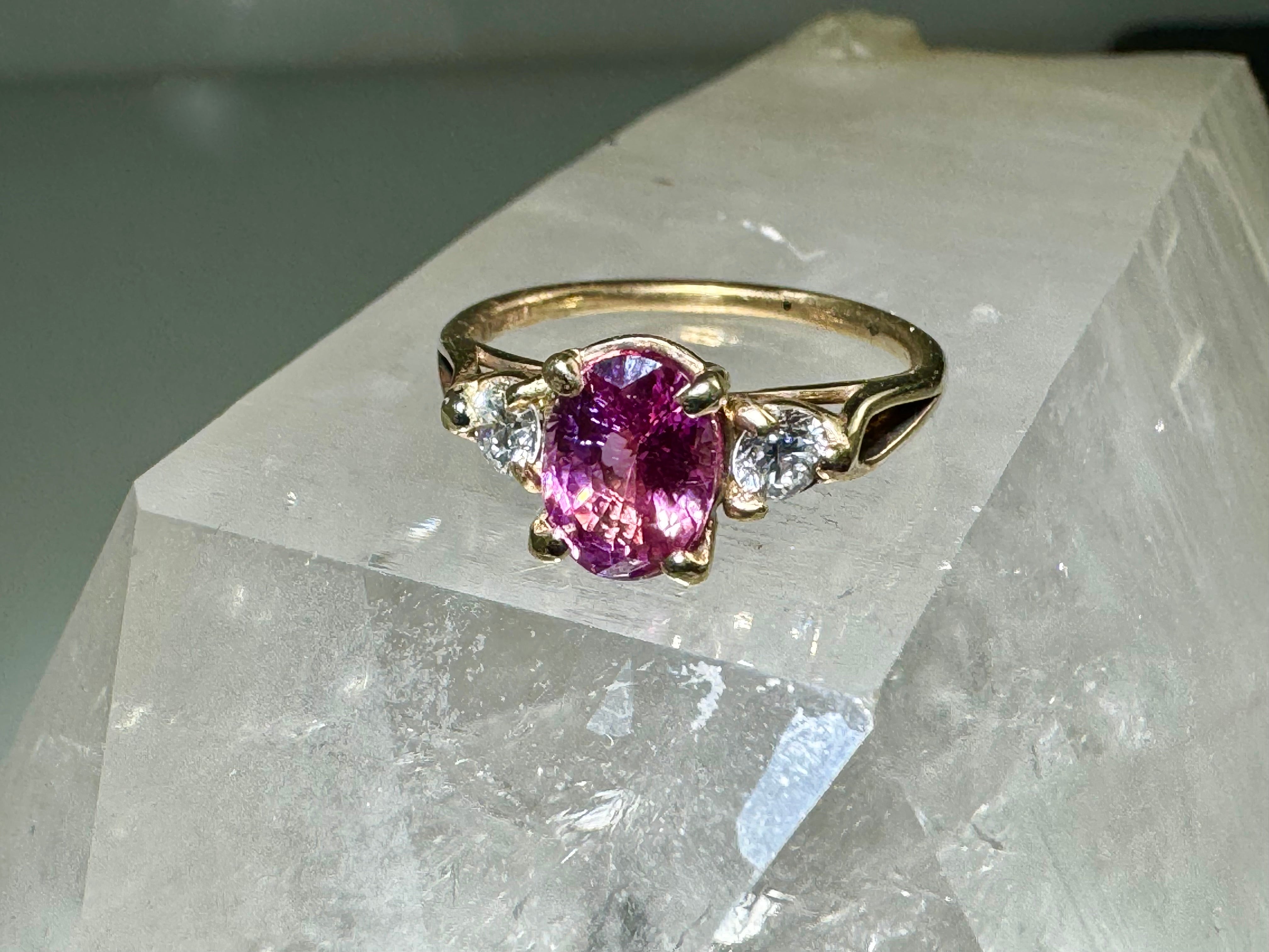 Pink Sapphire and Diamond Ring