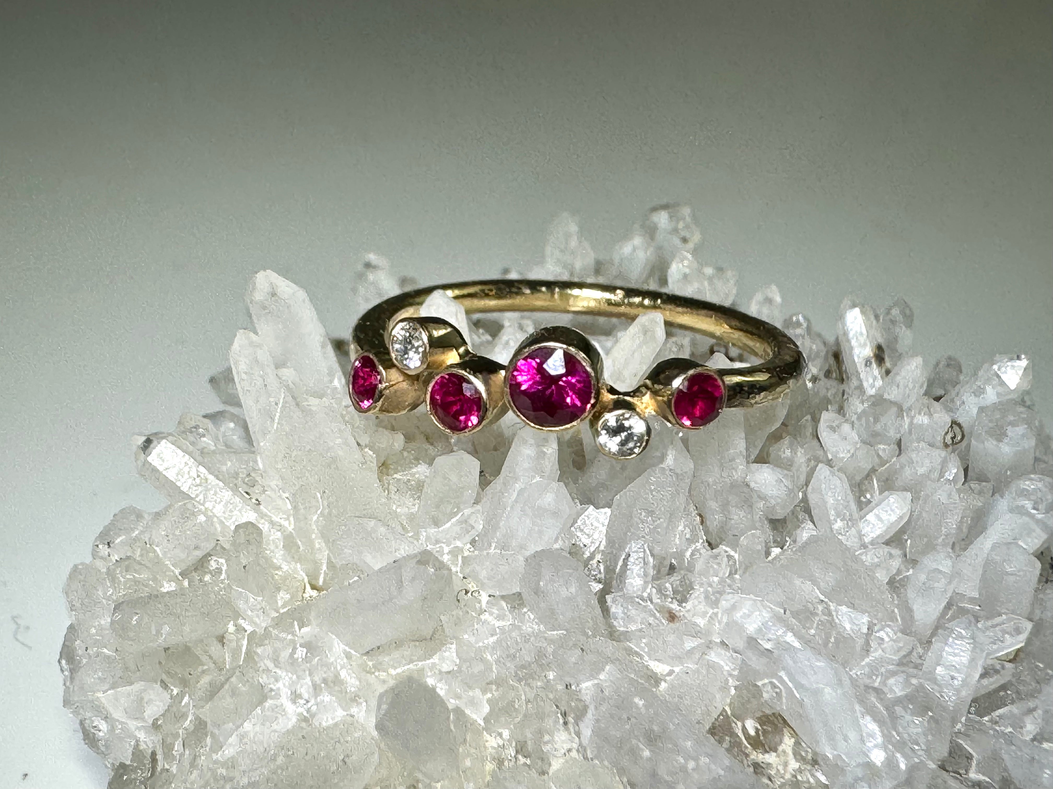 Ruby & Diamond Pebble 18k Ring