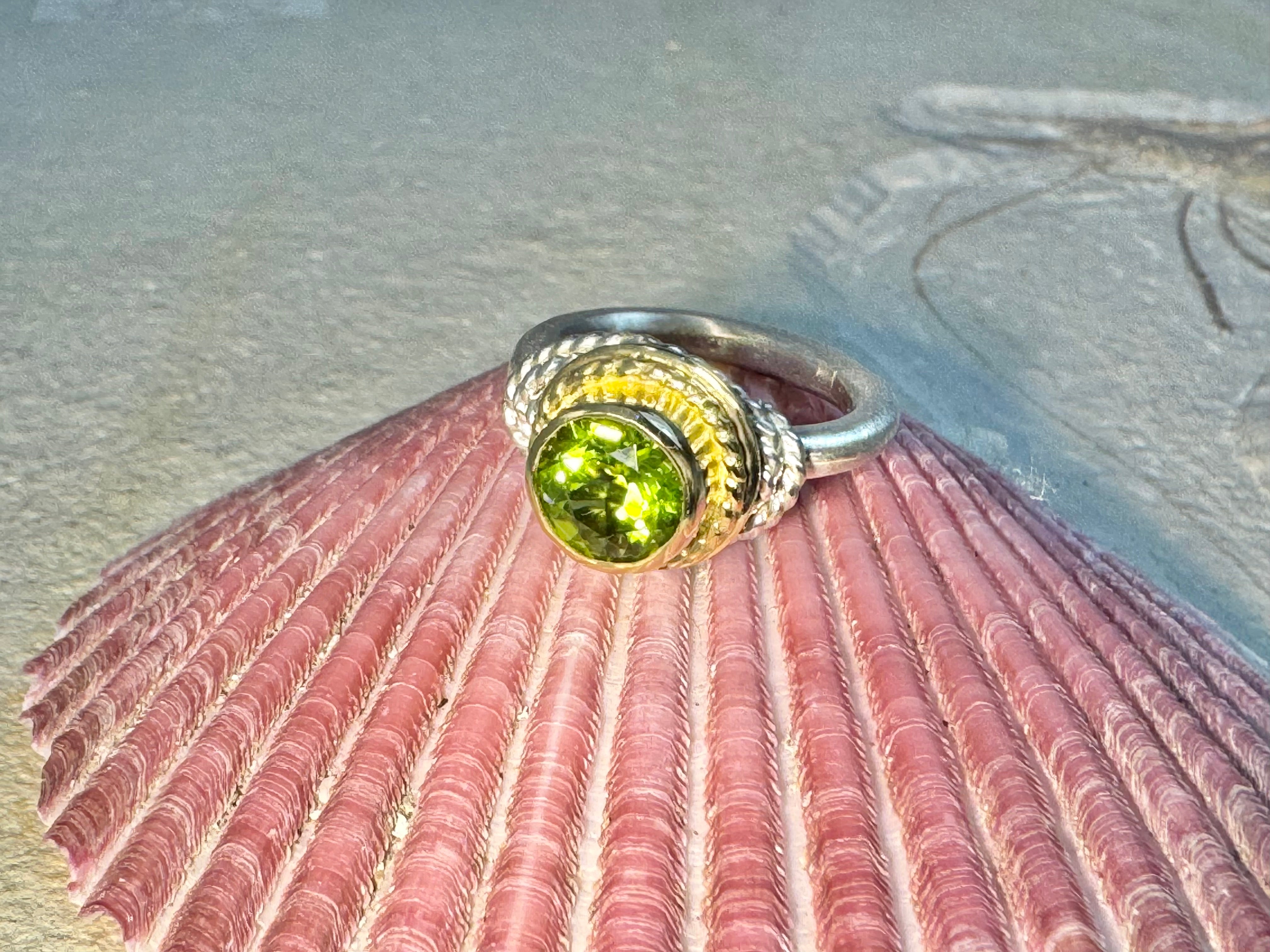 Peridot Rope Sterling & 18k Ring