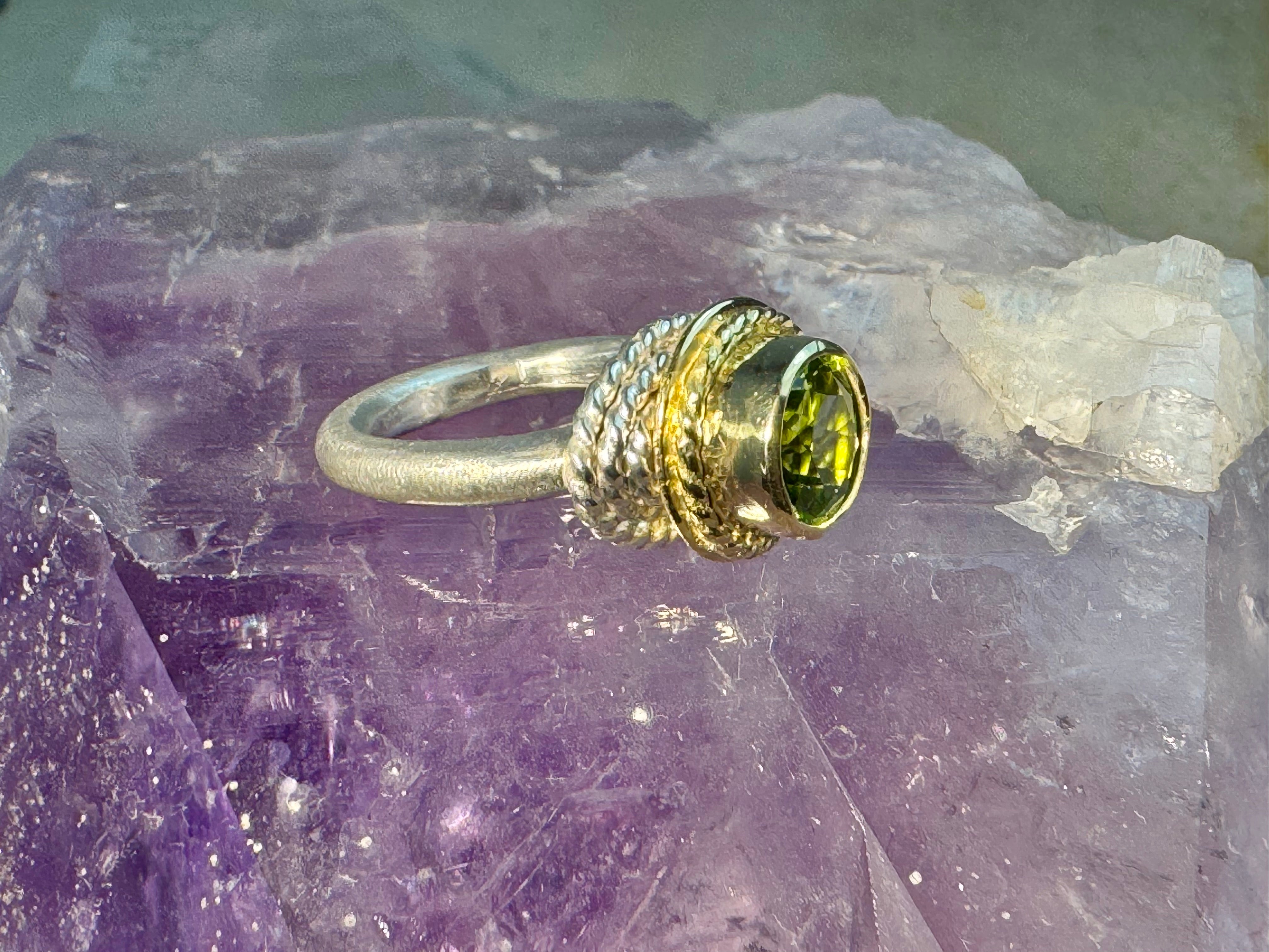 Peridot Rope Sterling & 18k Ring