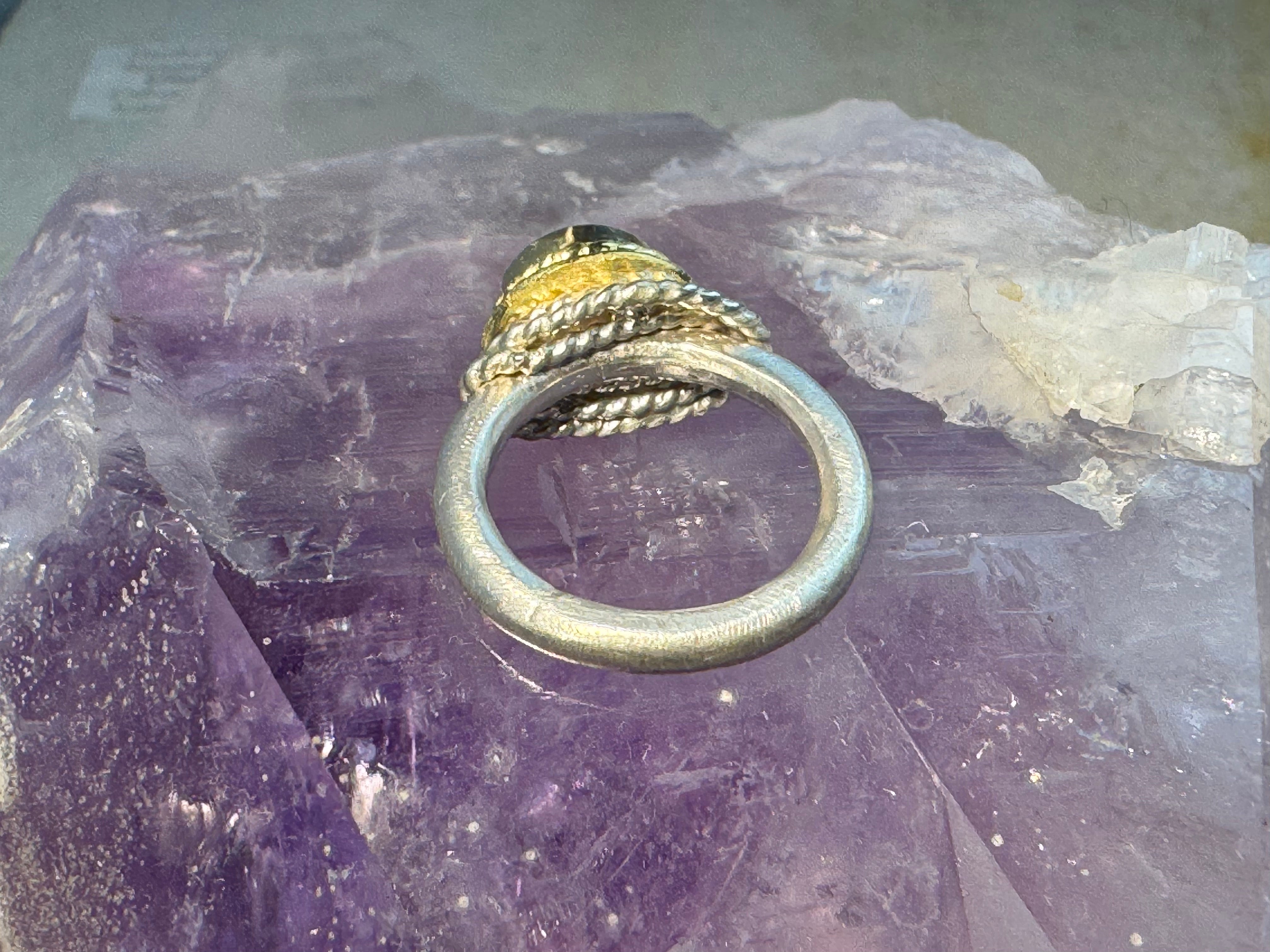 Peridot Rope Sterling & 18k Ring