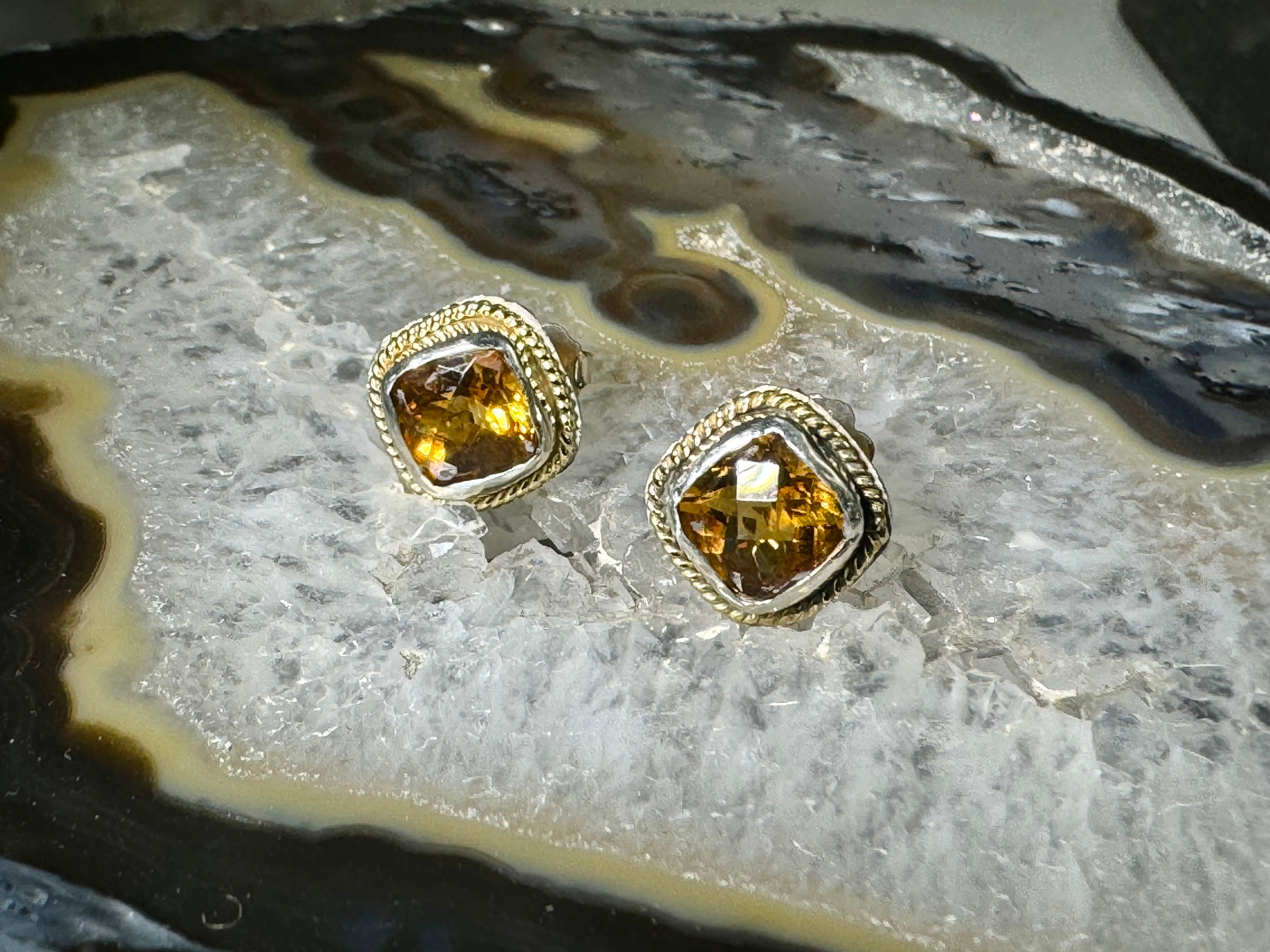 Citrine Two Tone Studs