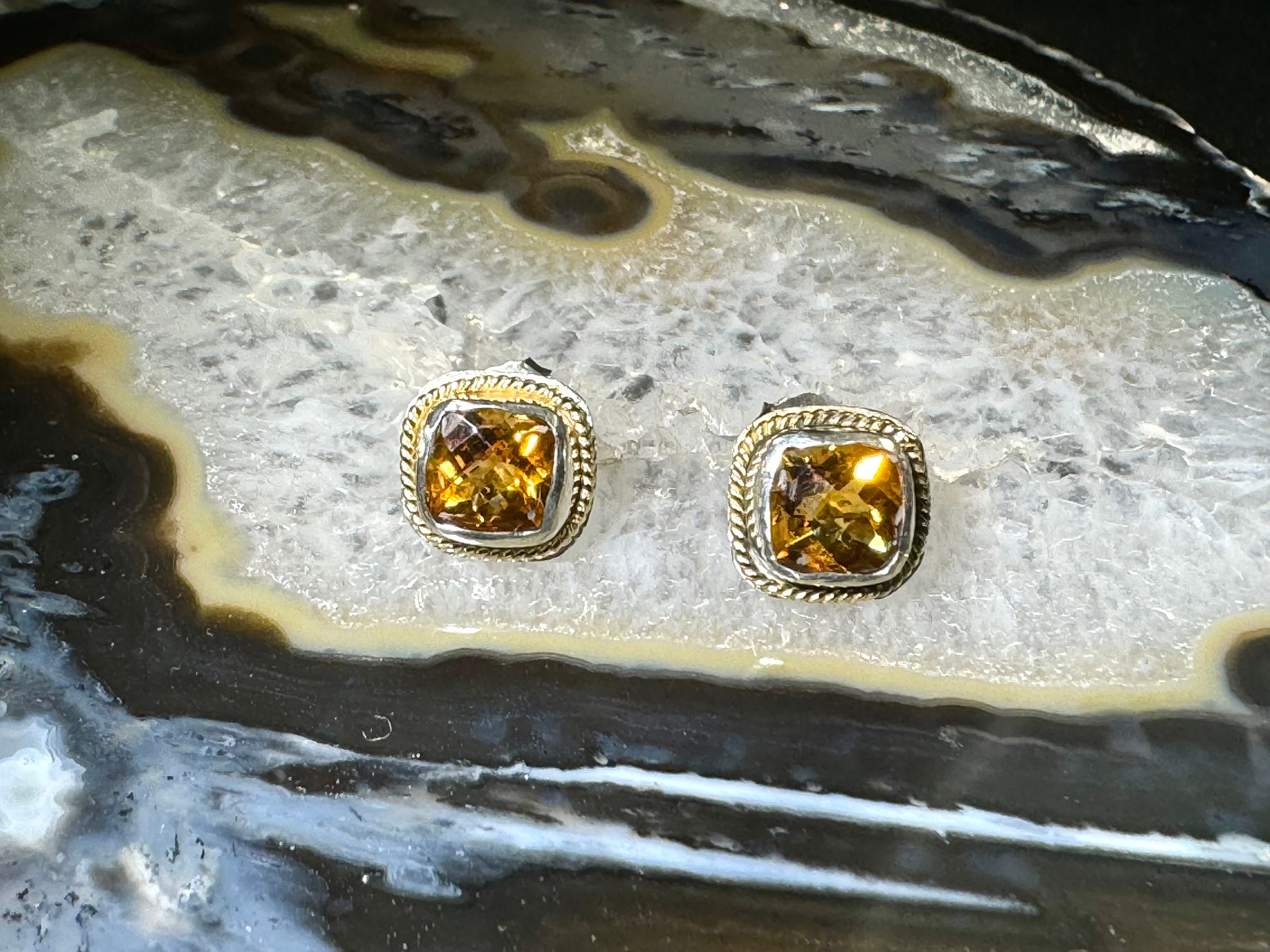 Citrine Two Tone Studs