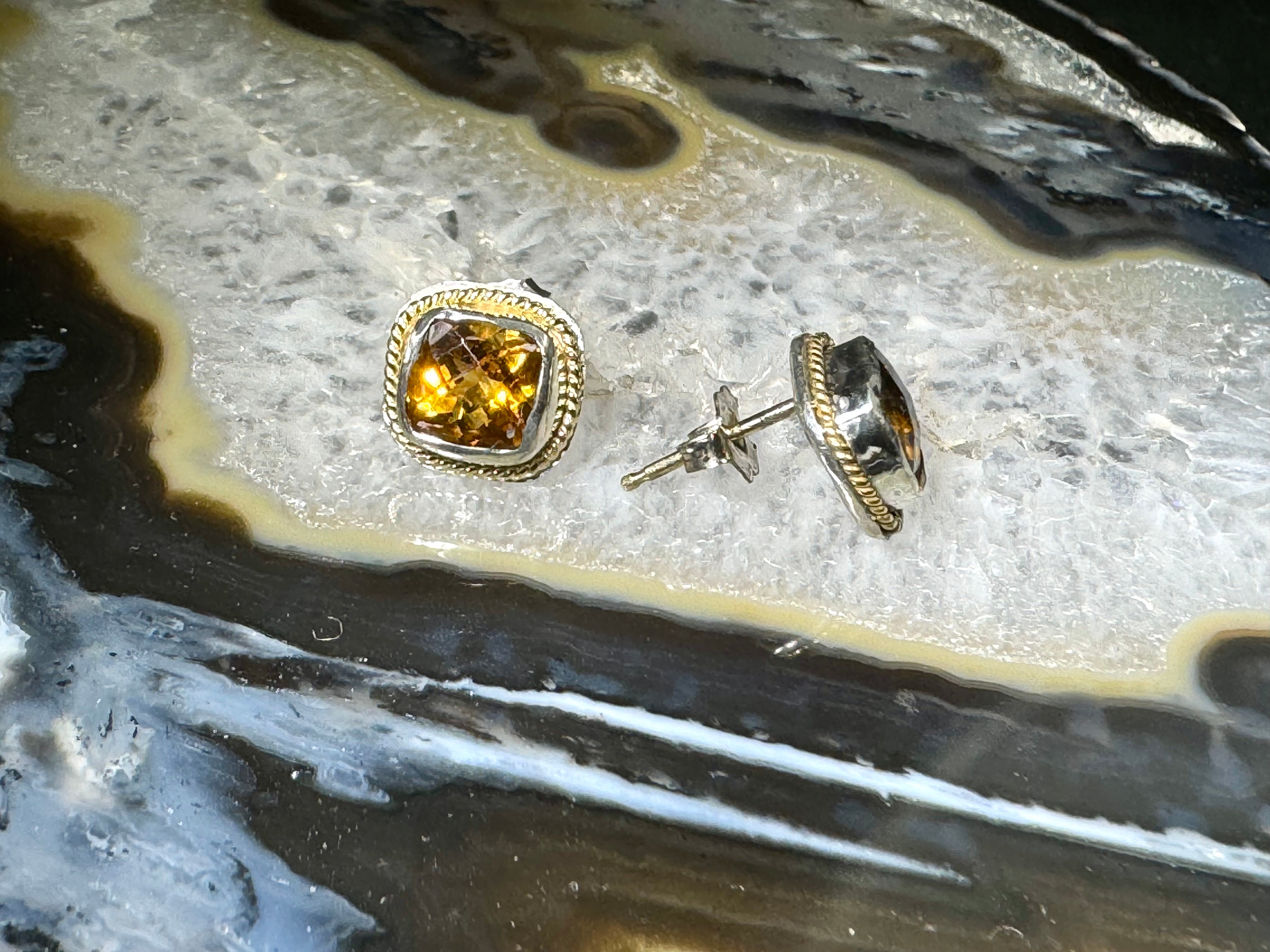 Citrine Two Tone Studs