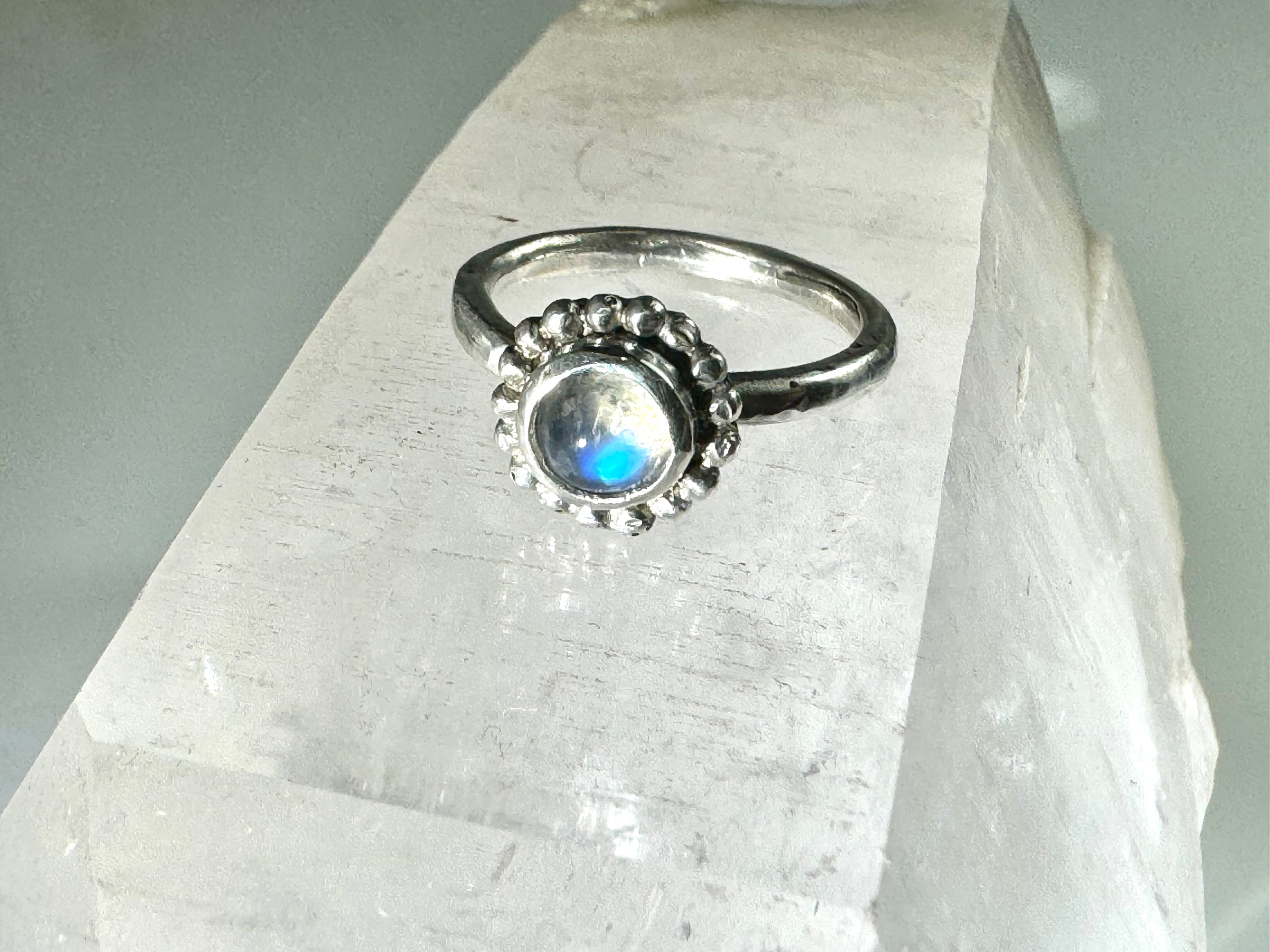 Moonstone Beaded Sterling Ring