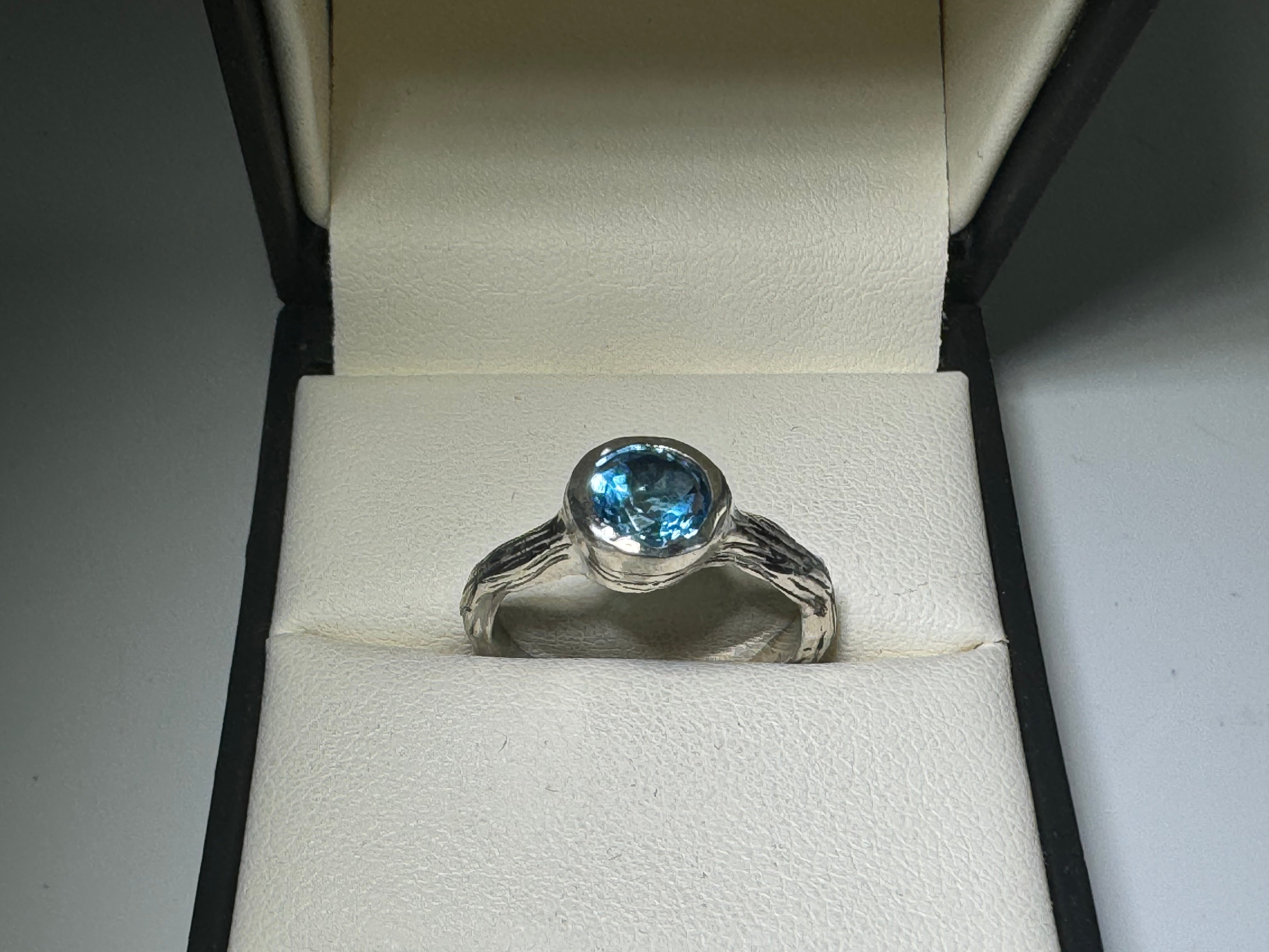 Blue Topaz Bark Ring