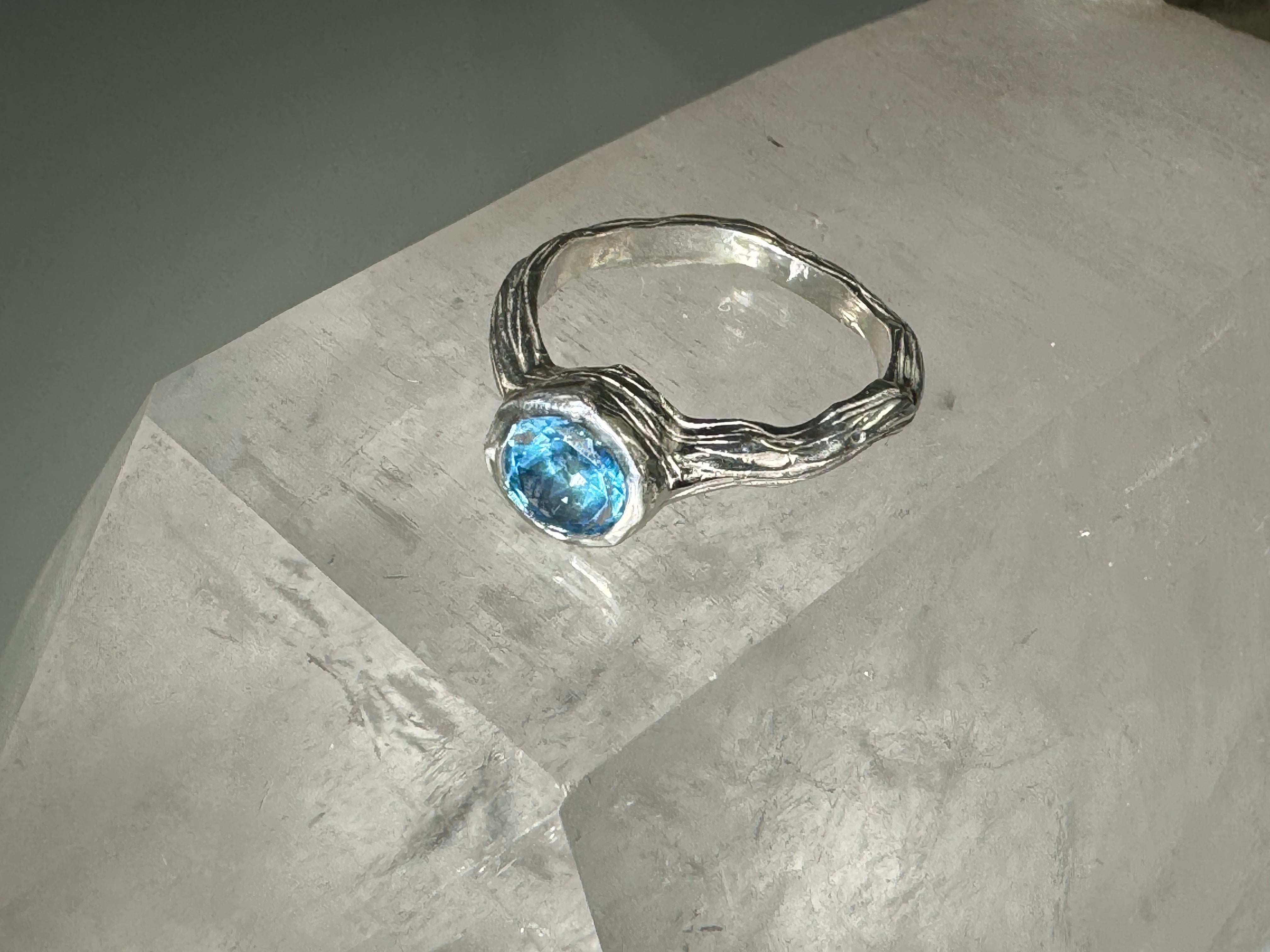 Blue Topaz Bark Ring