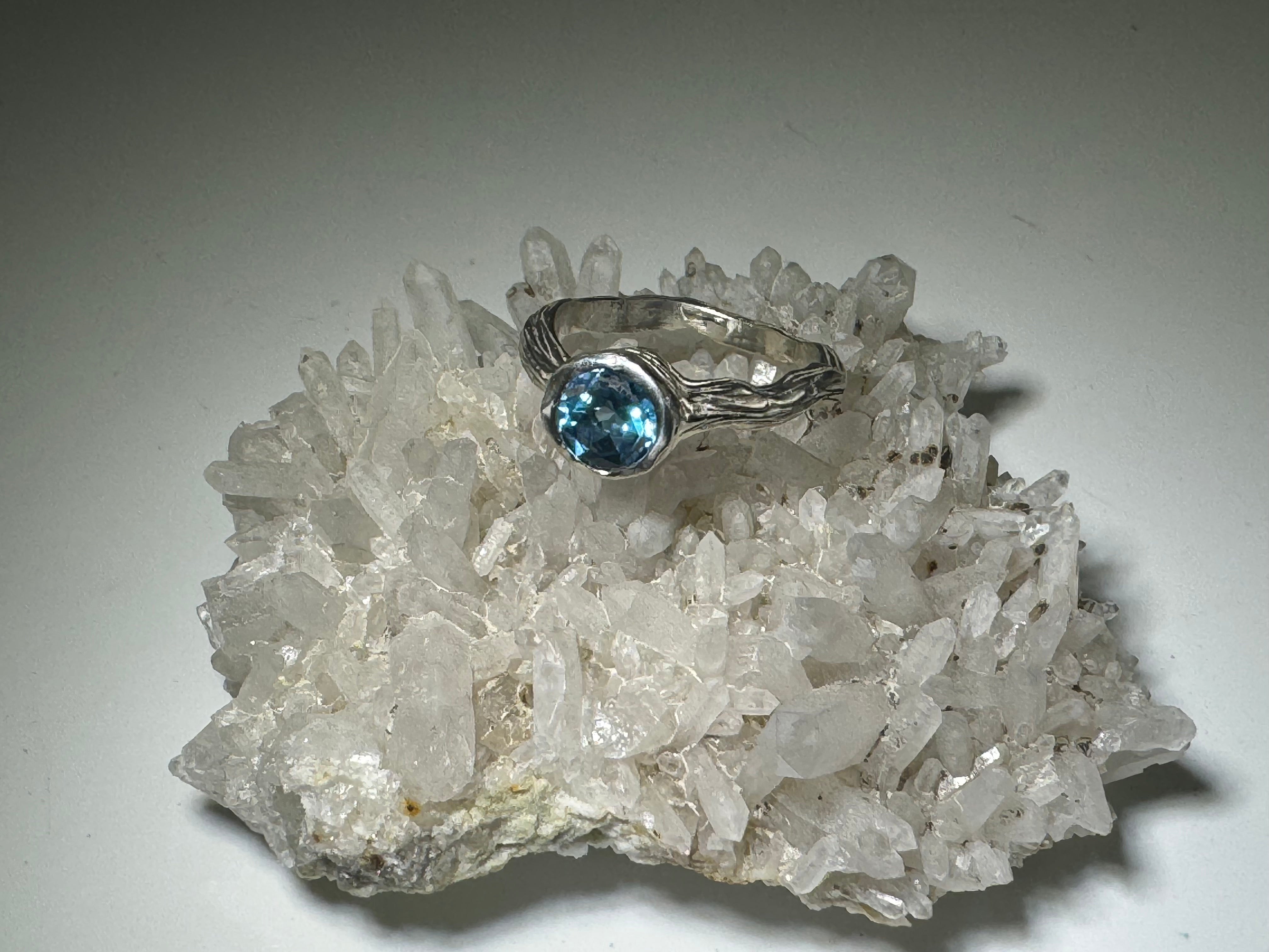 Blue Topaz Bark Ring