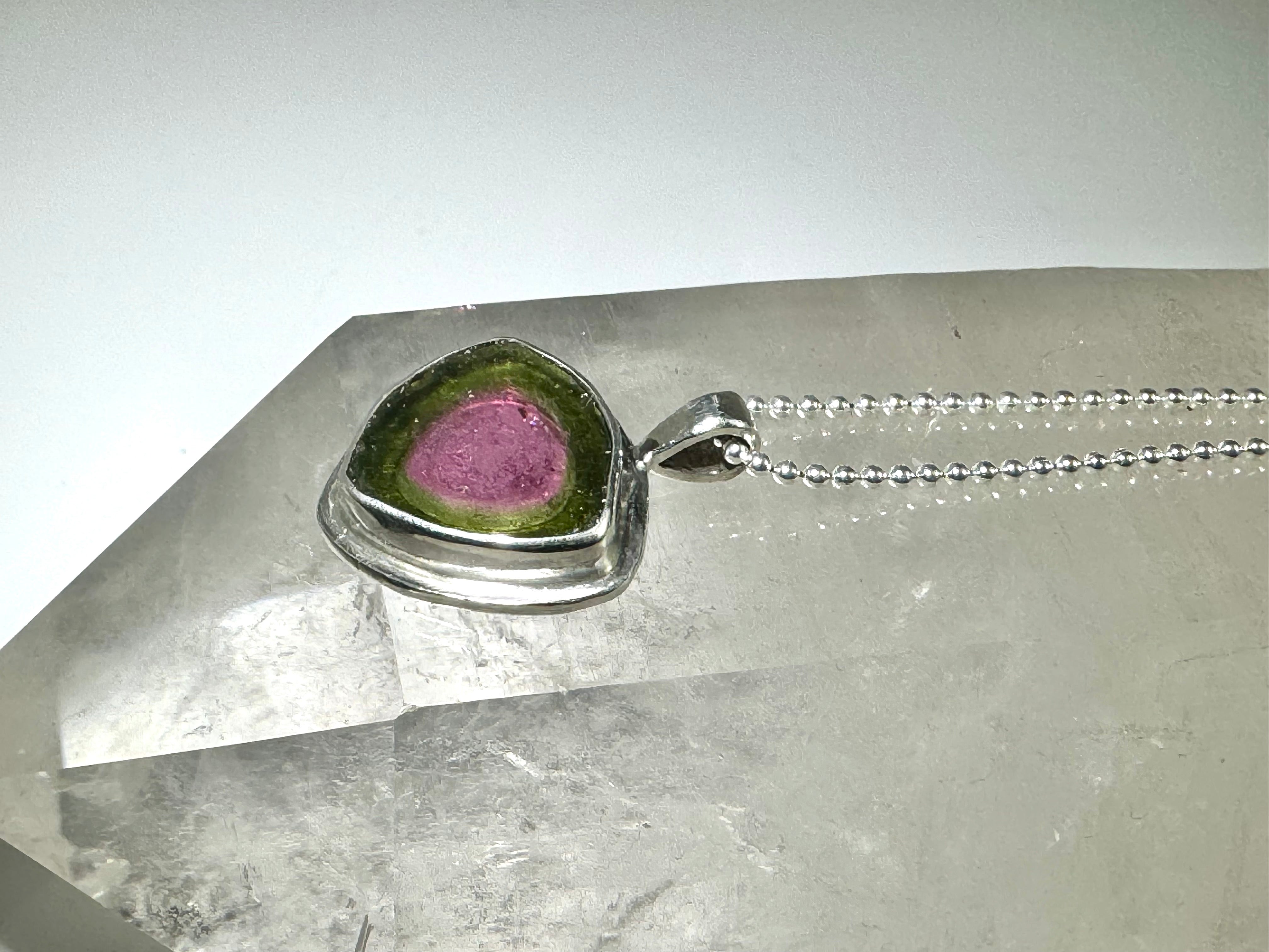 Watermelon Tourmaline Sterling Pendant