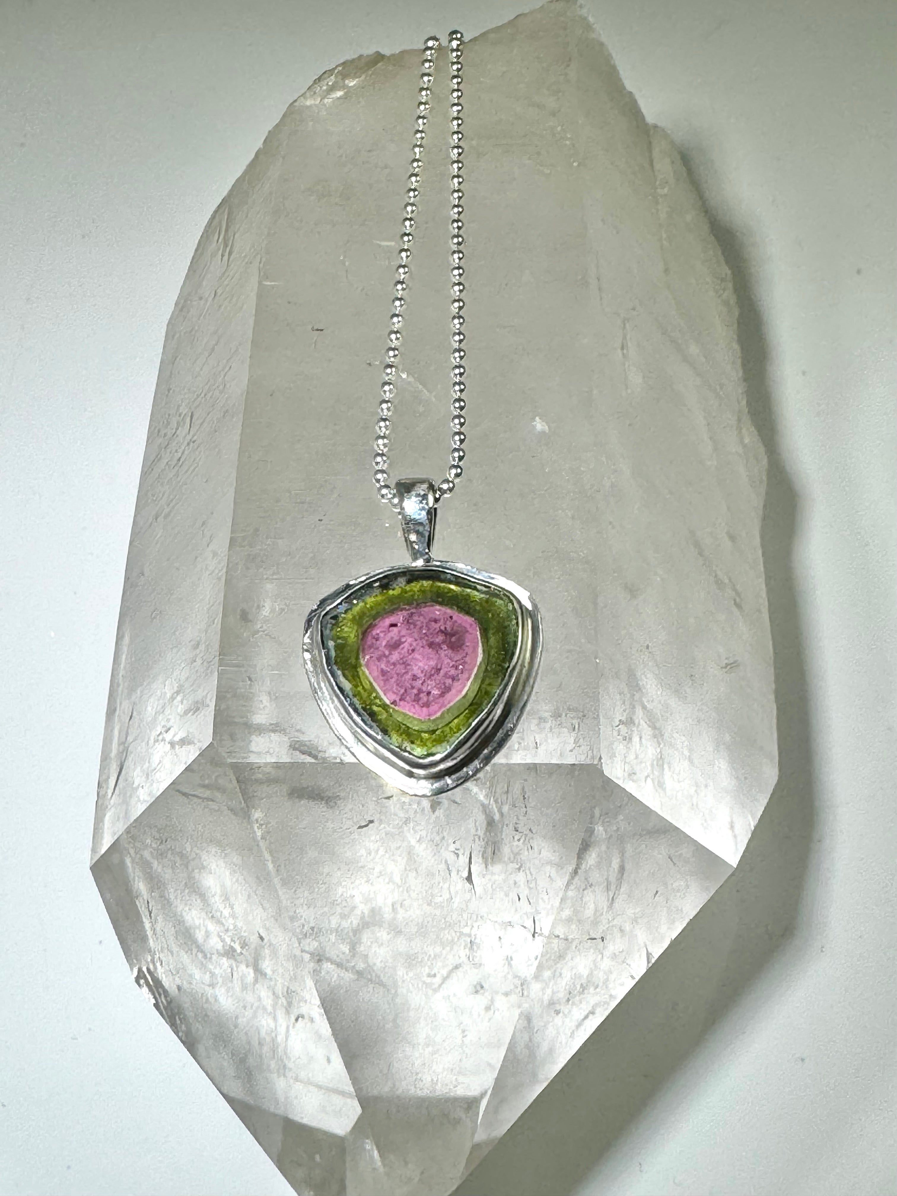 Watermelon Tourmaline Sterling Pendant