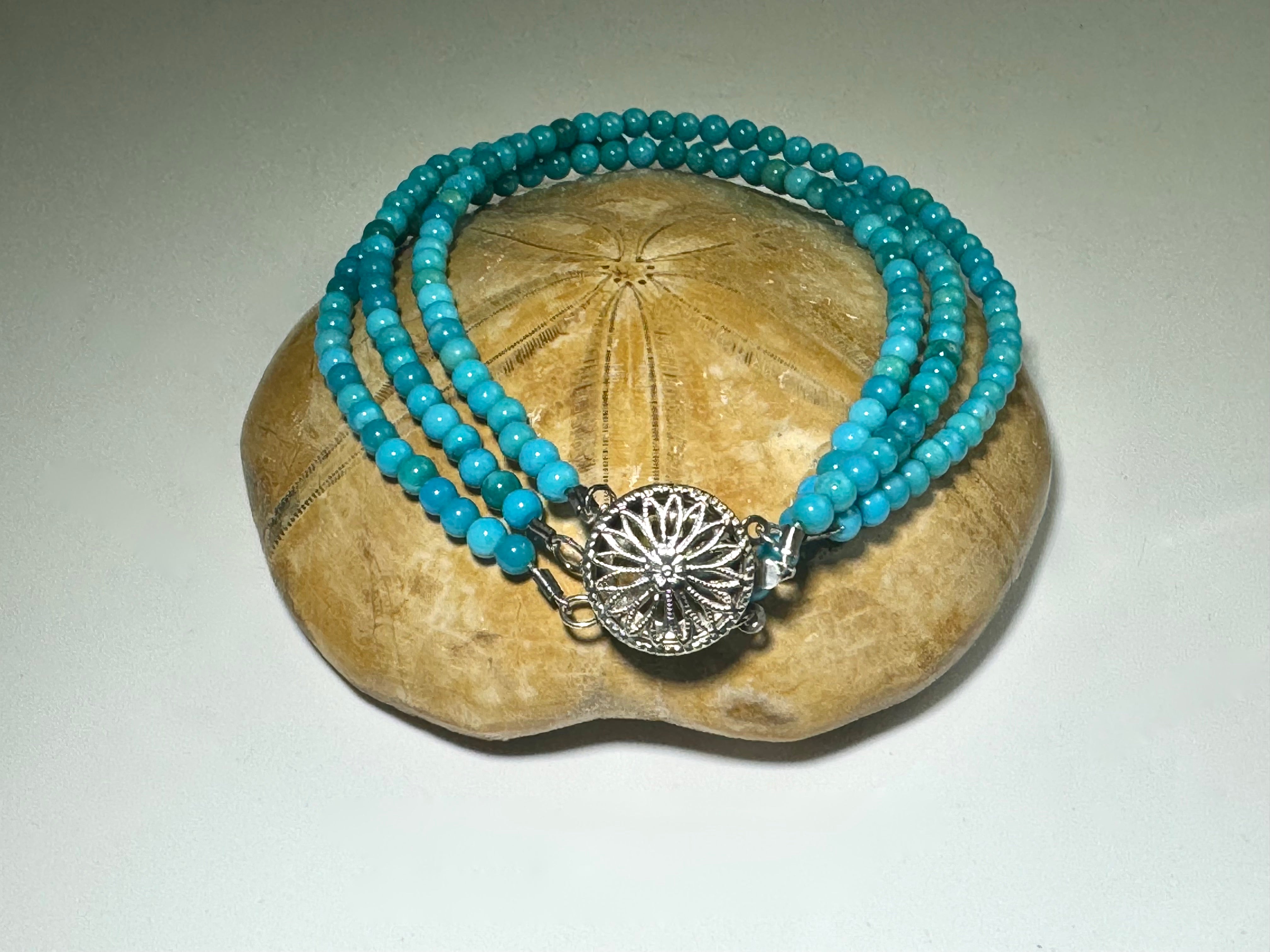 Sleeping Beauty Turquoise Triple Strand Bracelet