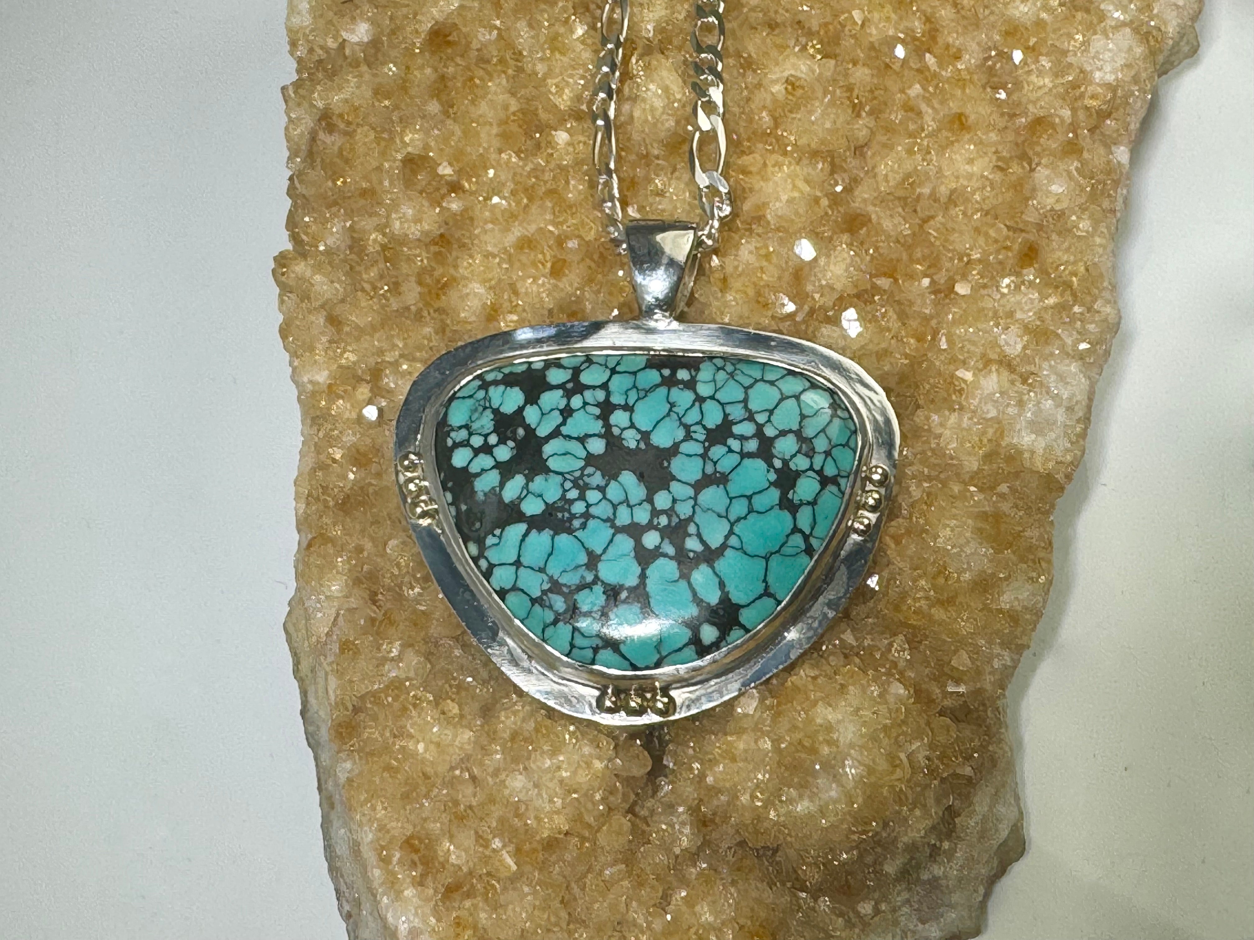 Turquoise Sterling Silver & 18k Pendant