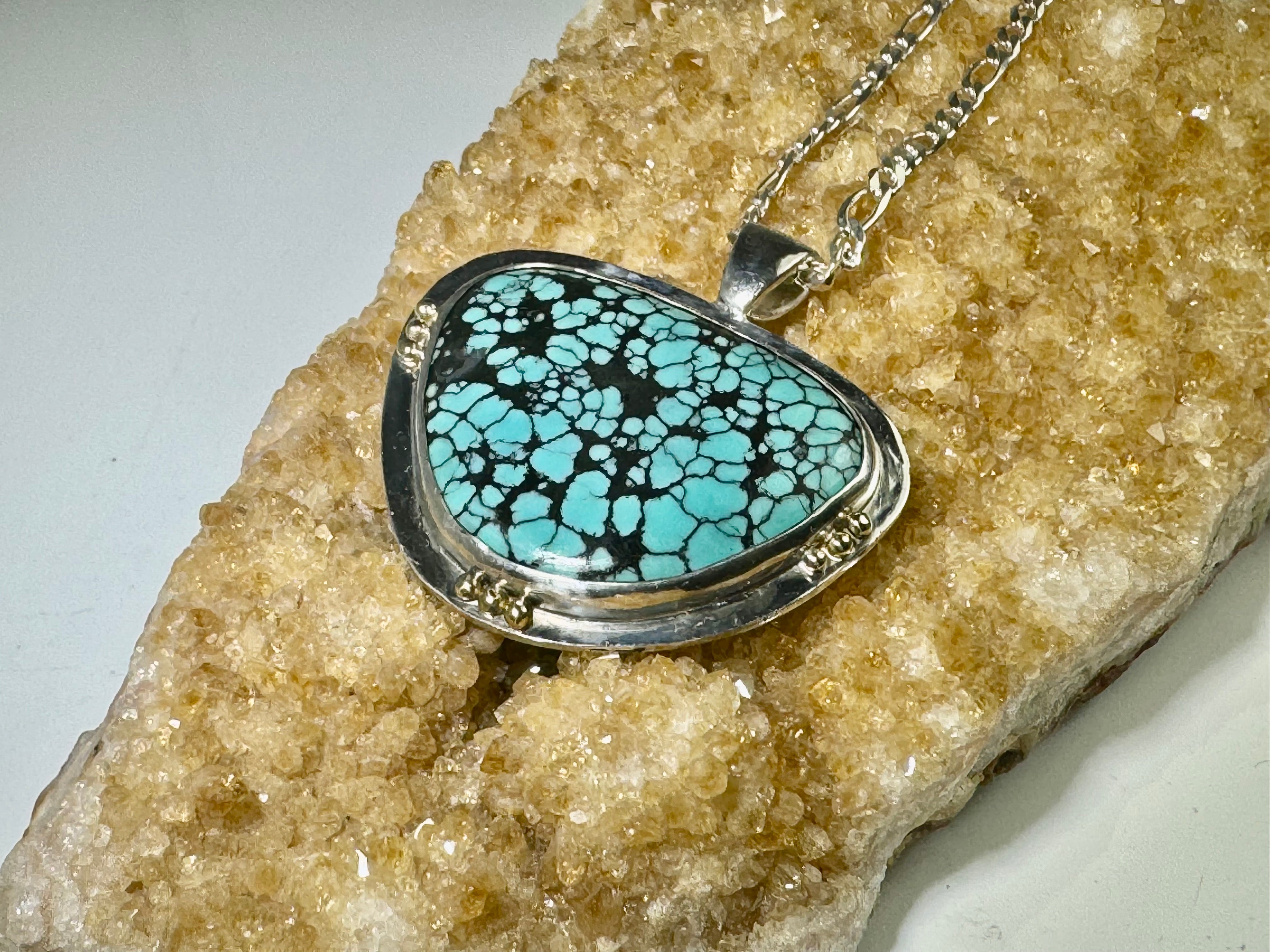 Turquoise Sterling Silver & 18k Pendant