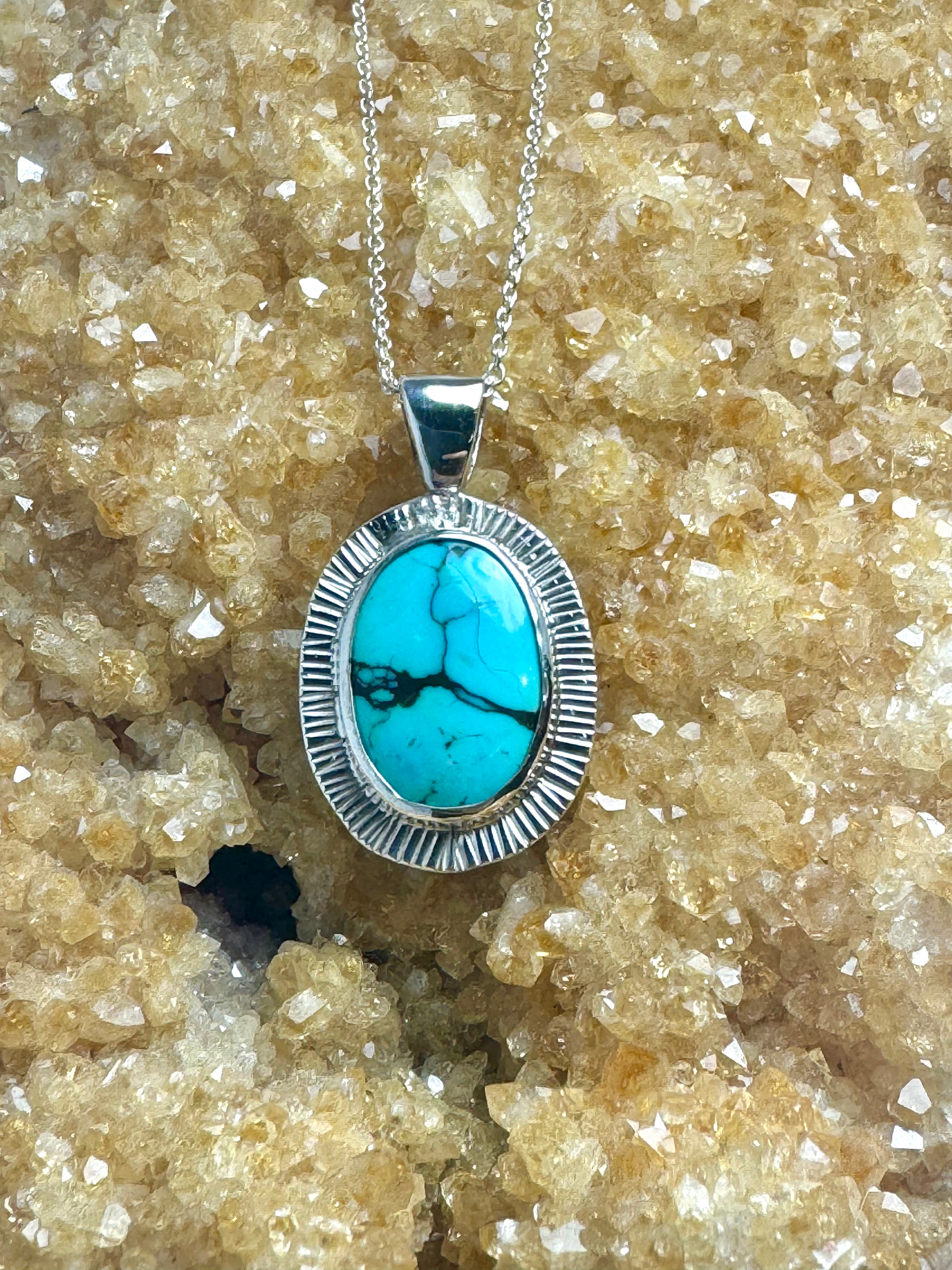 Turquoise Slash Sterling Pendant