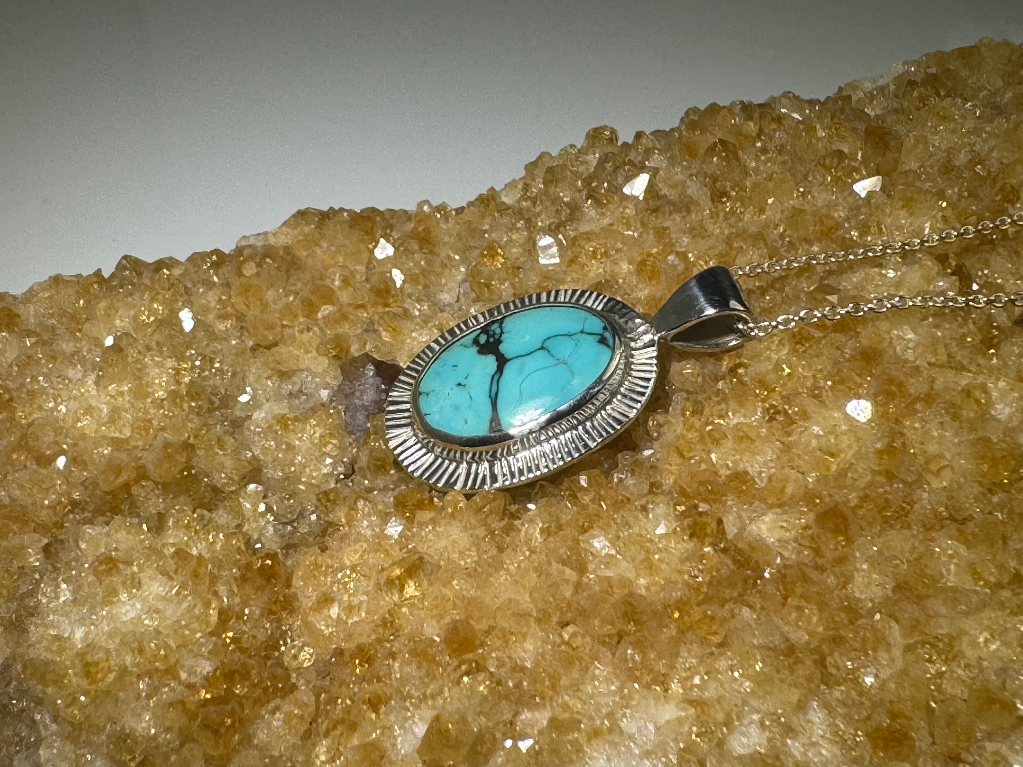 Turquoise Slash Sterling Pendant