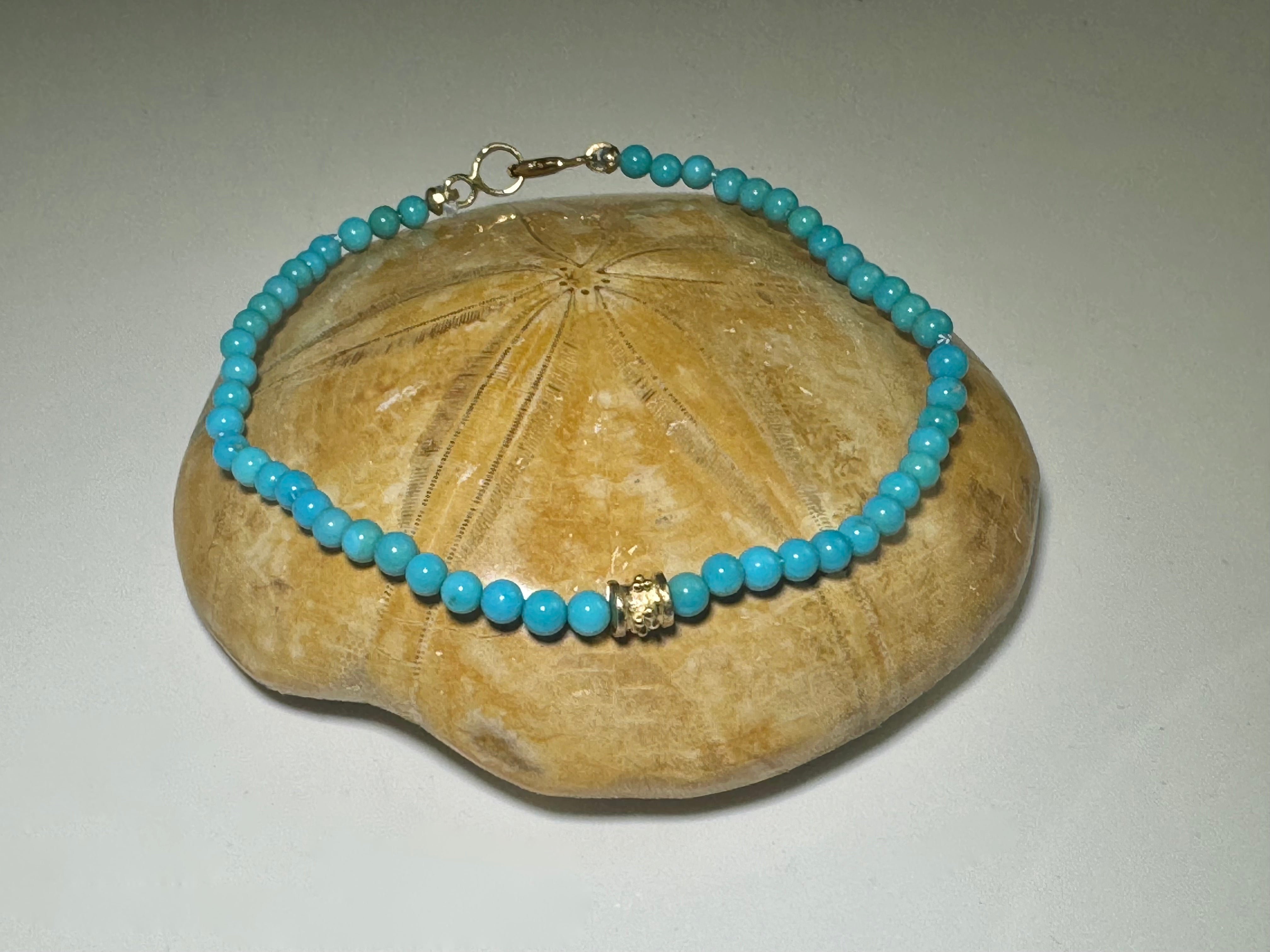 Sleeping Beauty Turquoise 14k Gold Bracelet