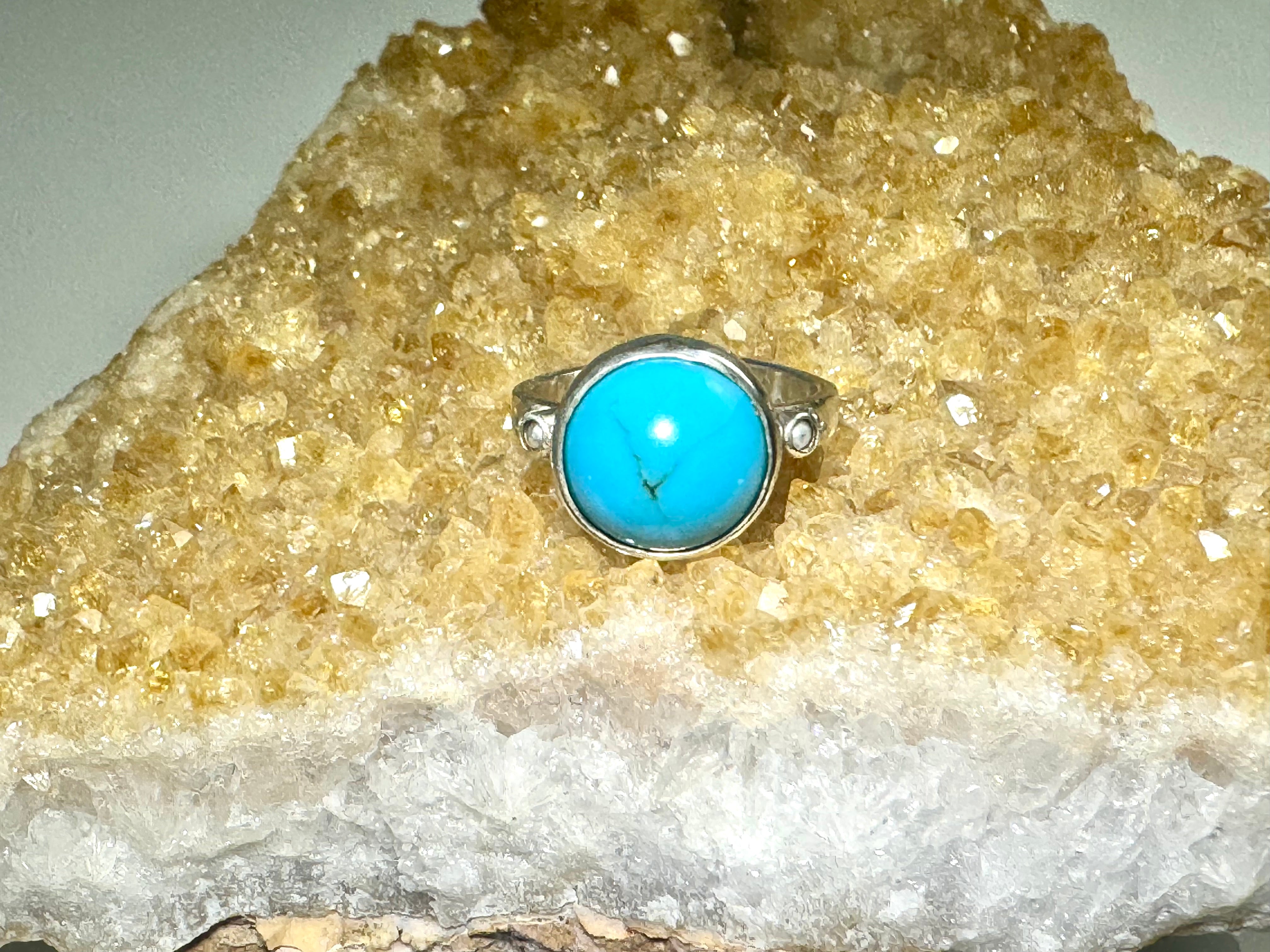 American Turquoise & Pearl Sterling Ring