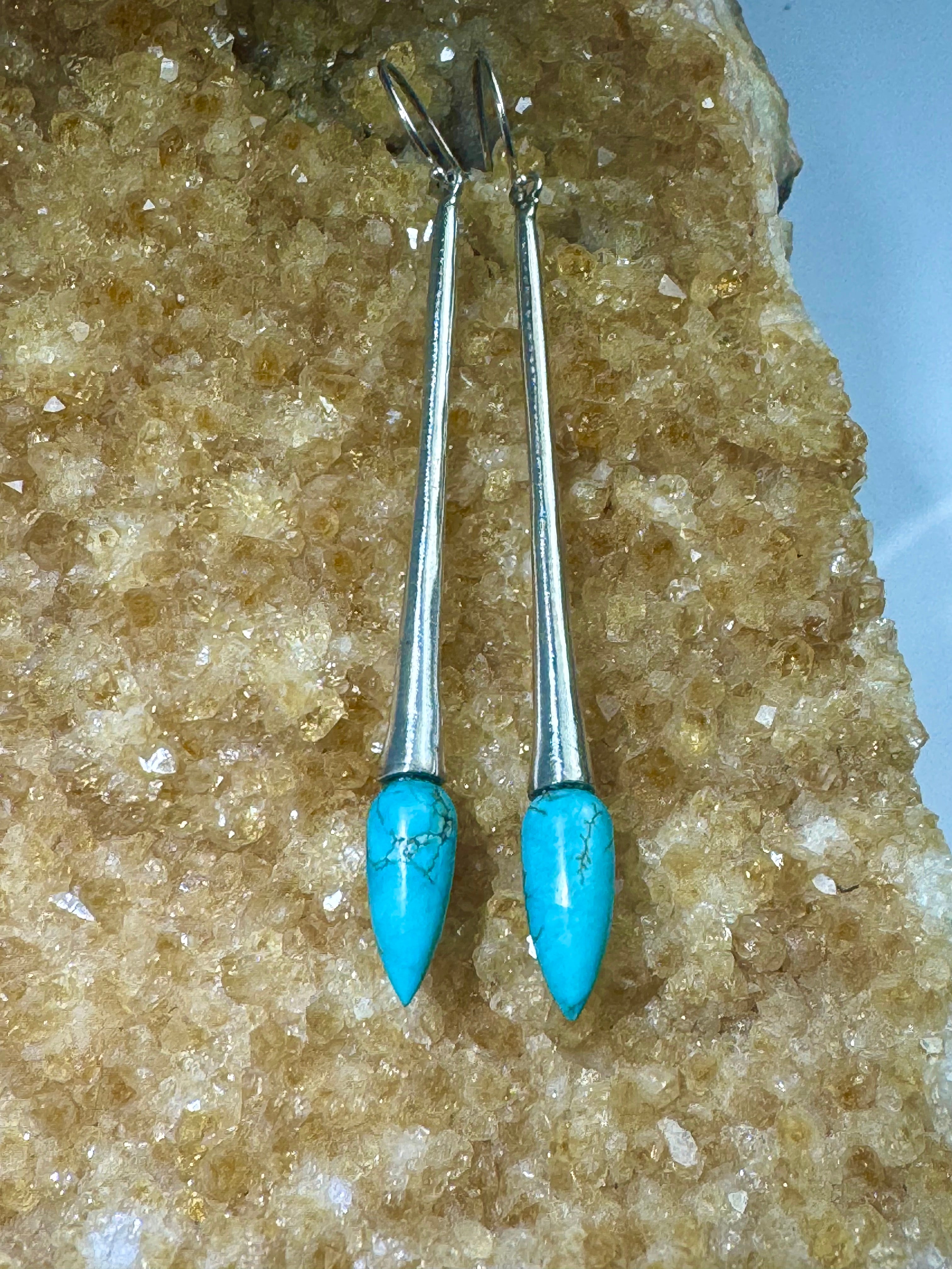 Turquoise Long Sterling Silver Drops