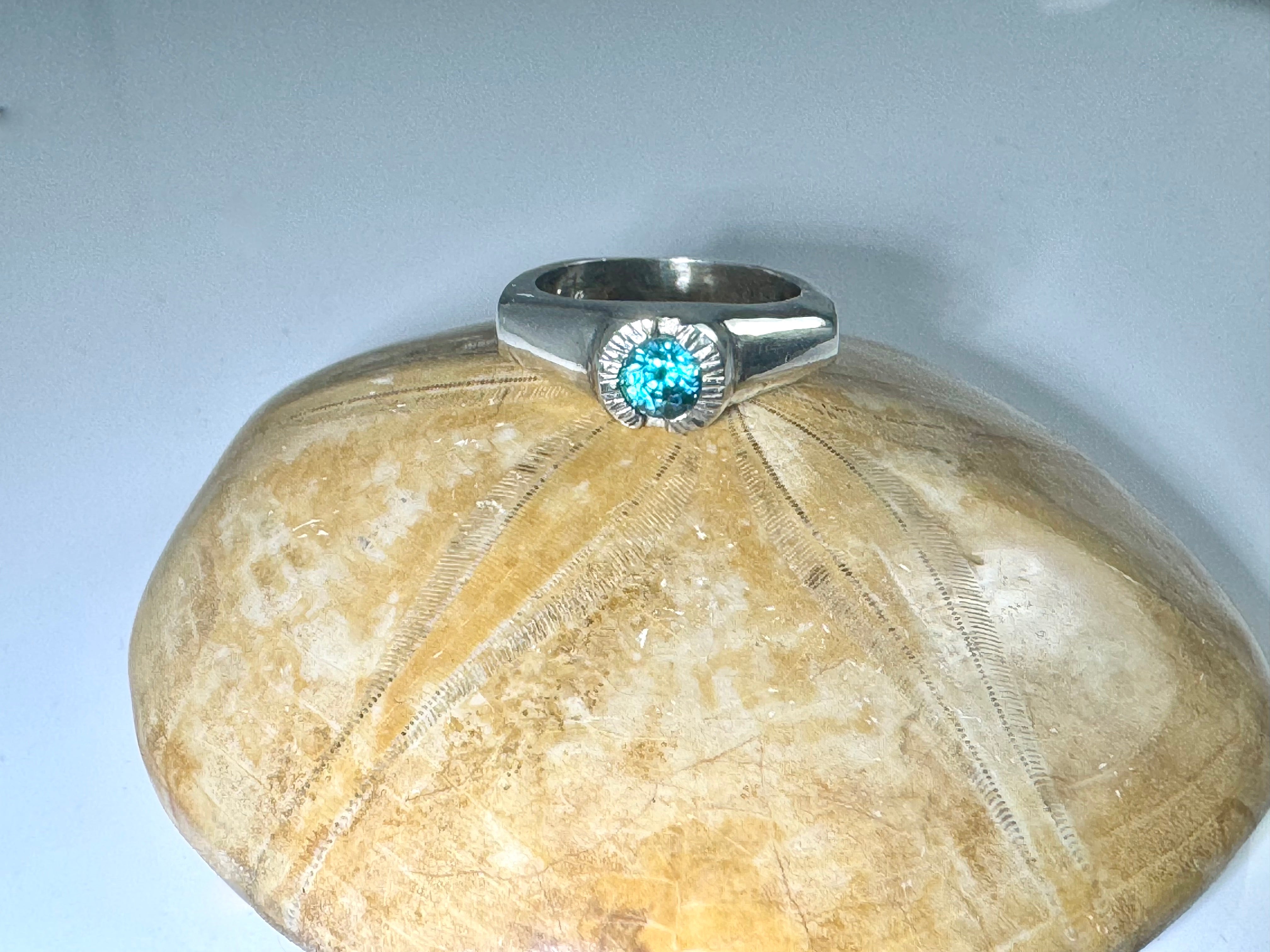 Blue Zircon Sterling Silver Ring