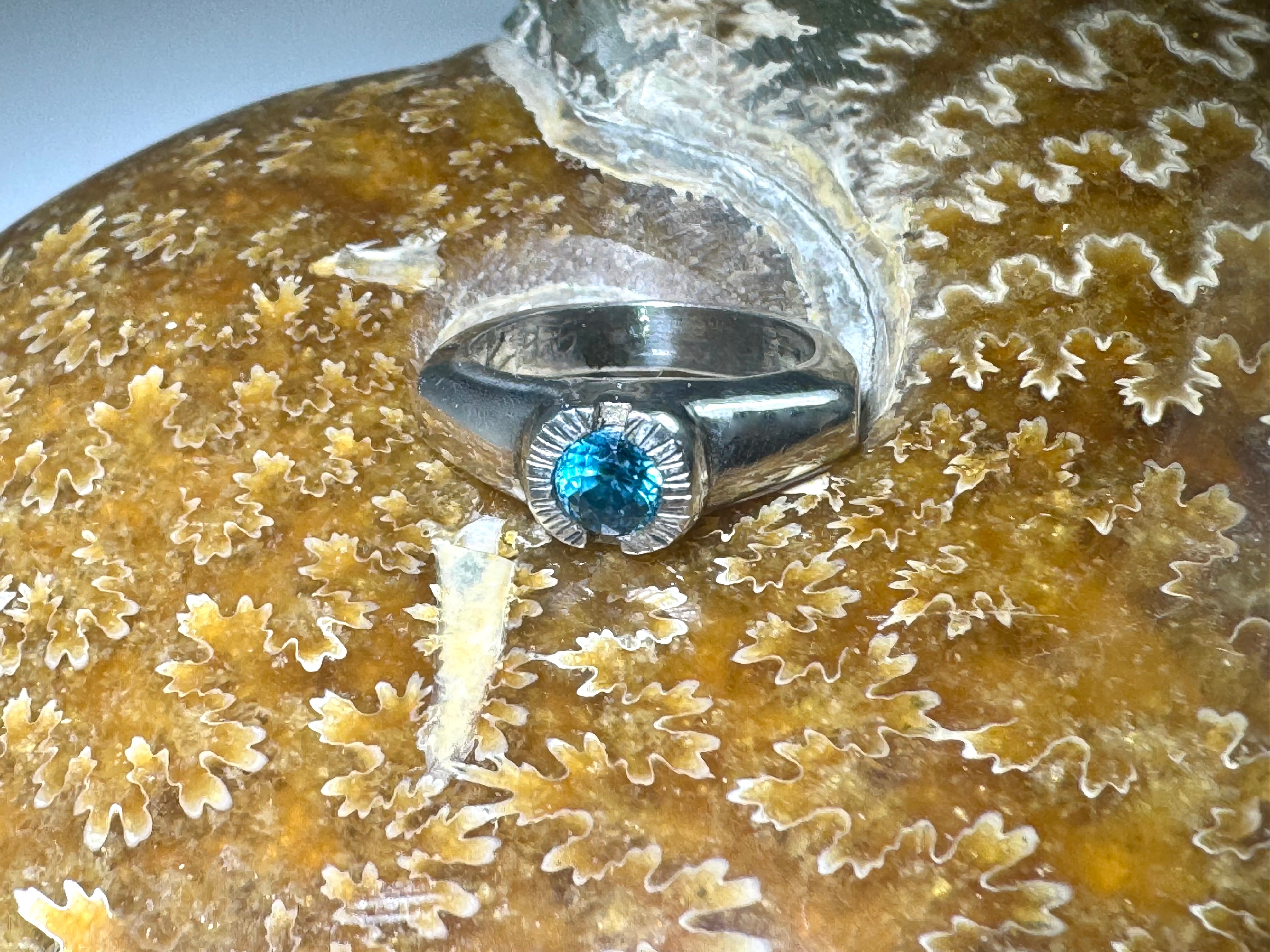 Blue Zircon Sterling Silver Ring