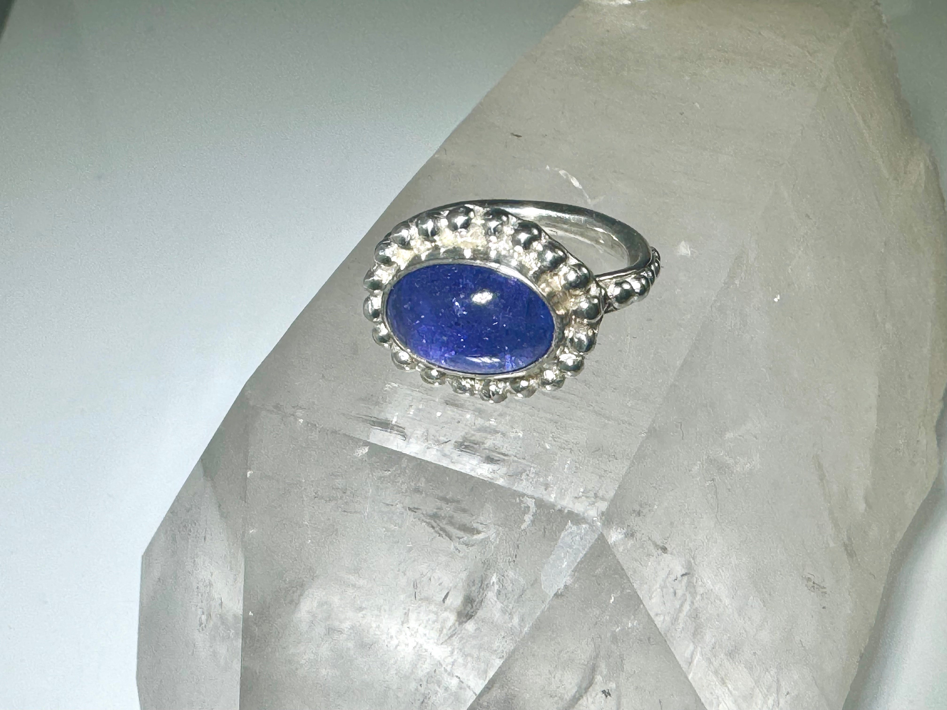 Tanzanite Beaded Sterling Silver Ring