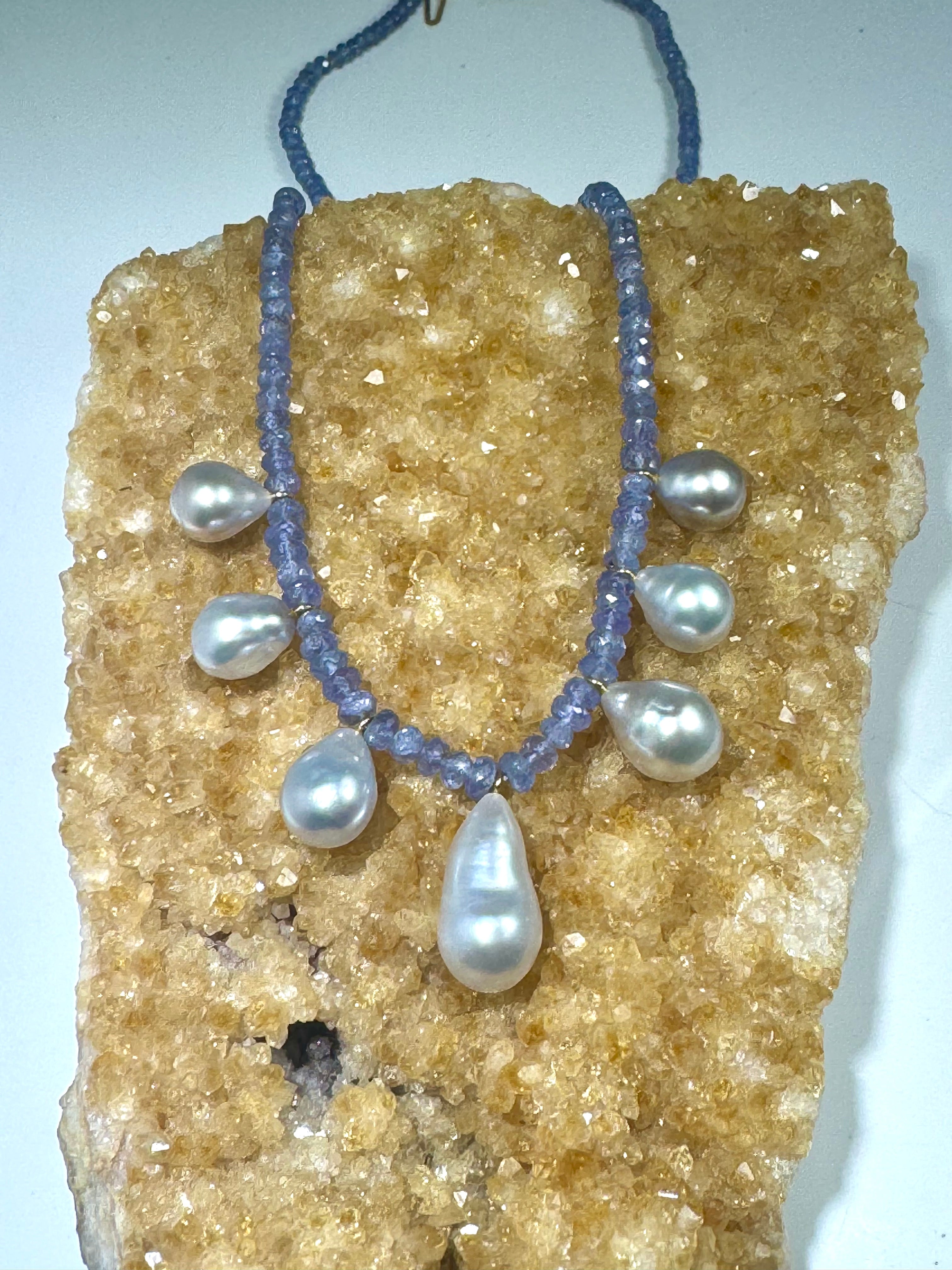 Tanzanite South Sea Pearl 14k Necklace