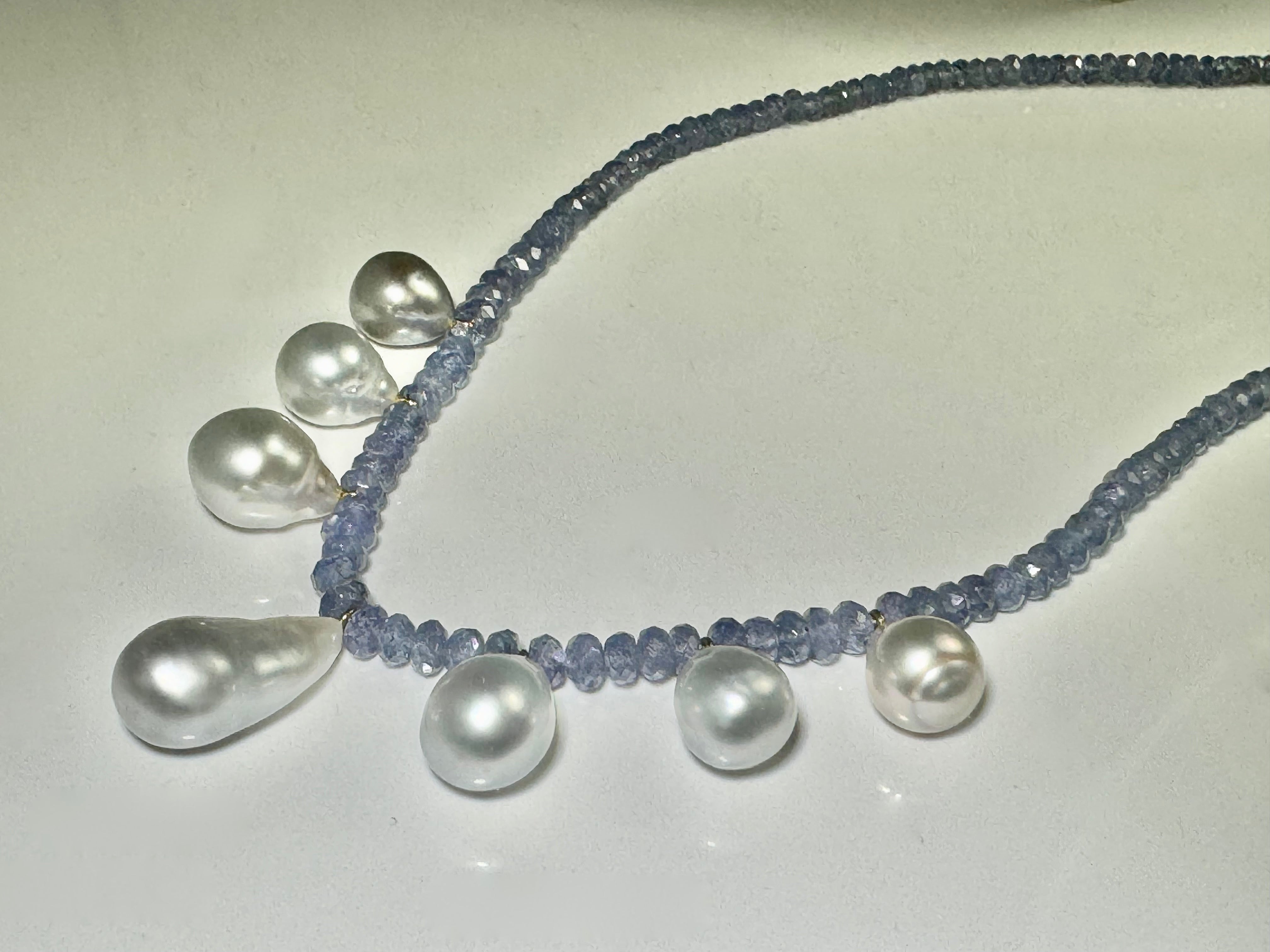 Tanzanite South Sea Pearl 14k Necklace