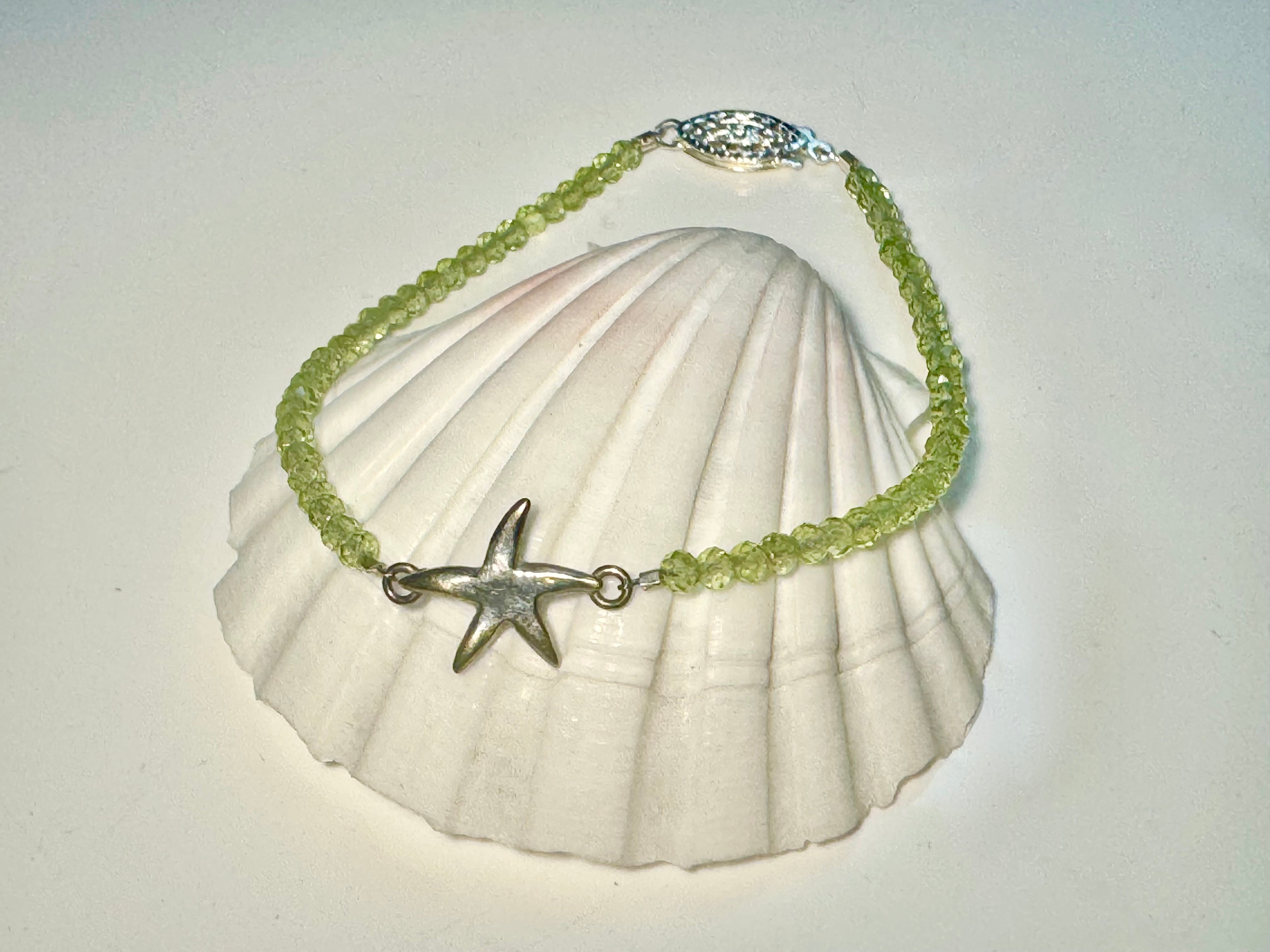 Peridot Starfish Sterling Bracelet