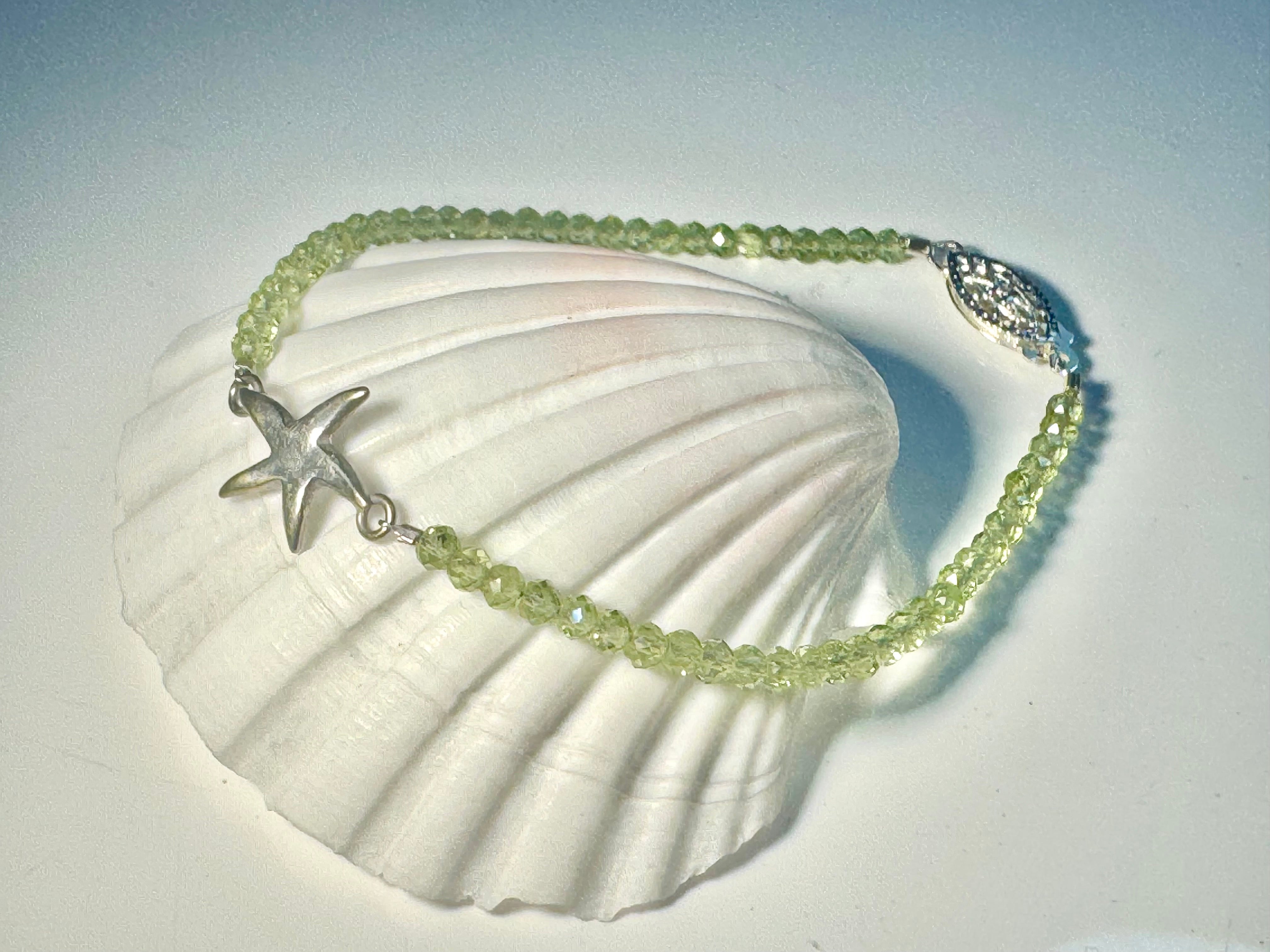 Peridot Starfish Sterling Bracelet