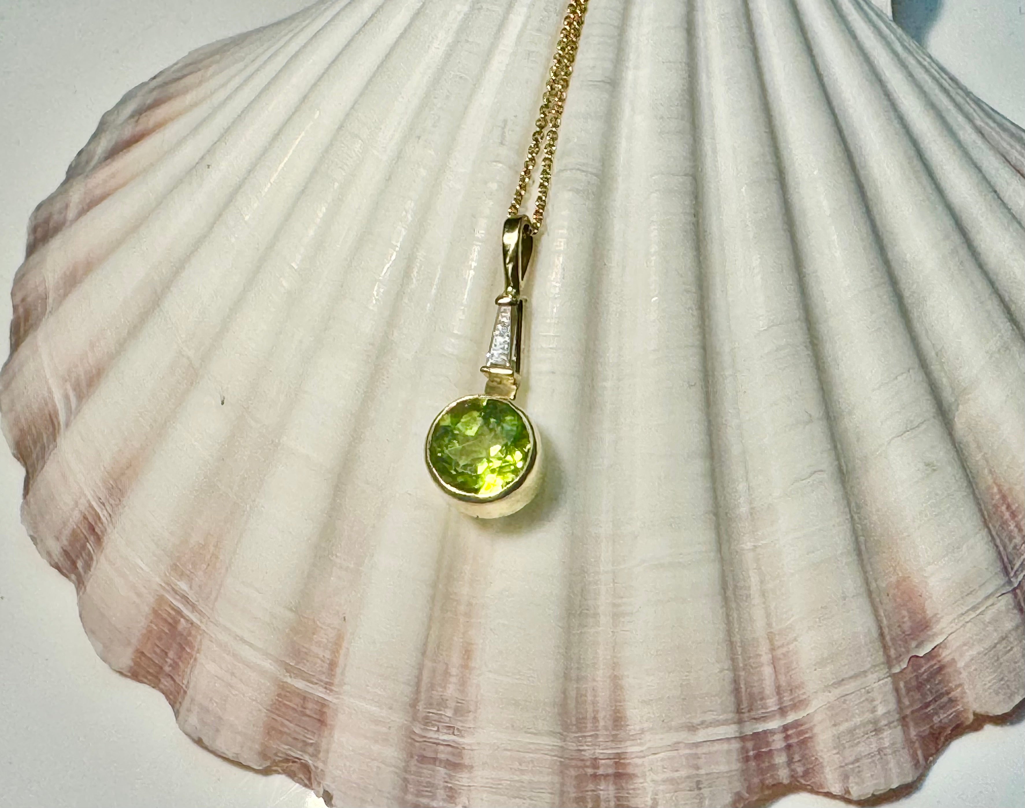 Peridot and Diamond 14k Pendant