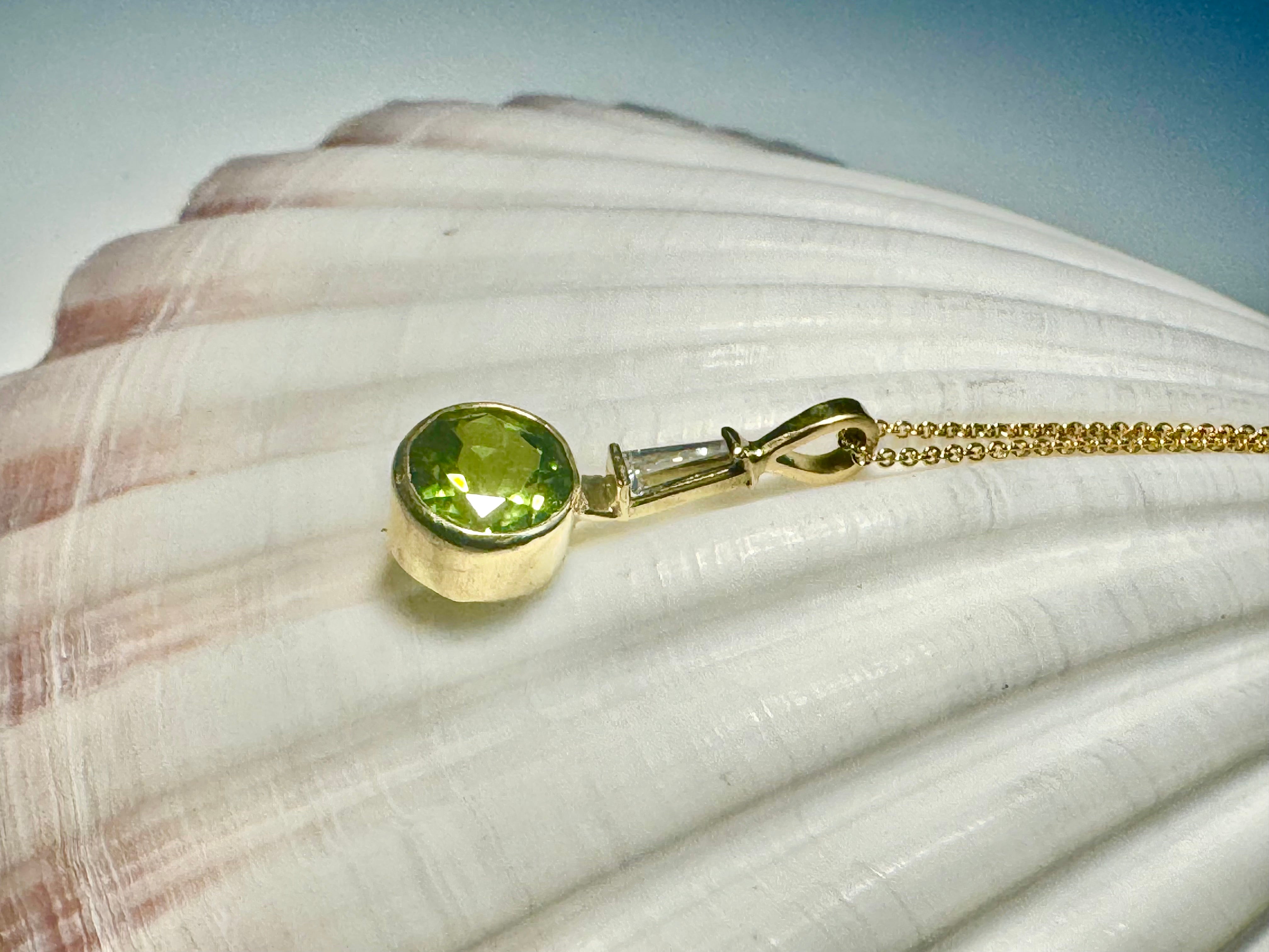 Peridot and Diamond 14k Pendant