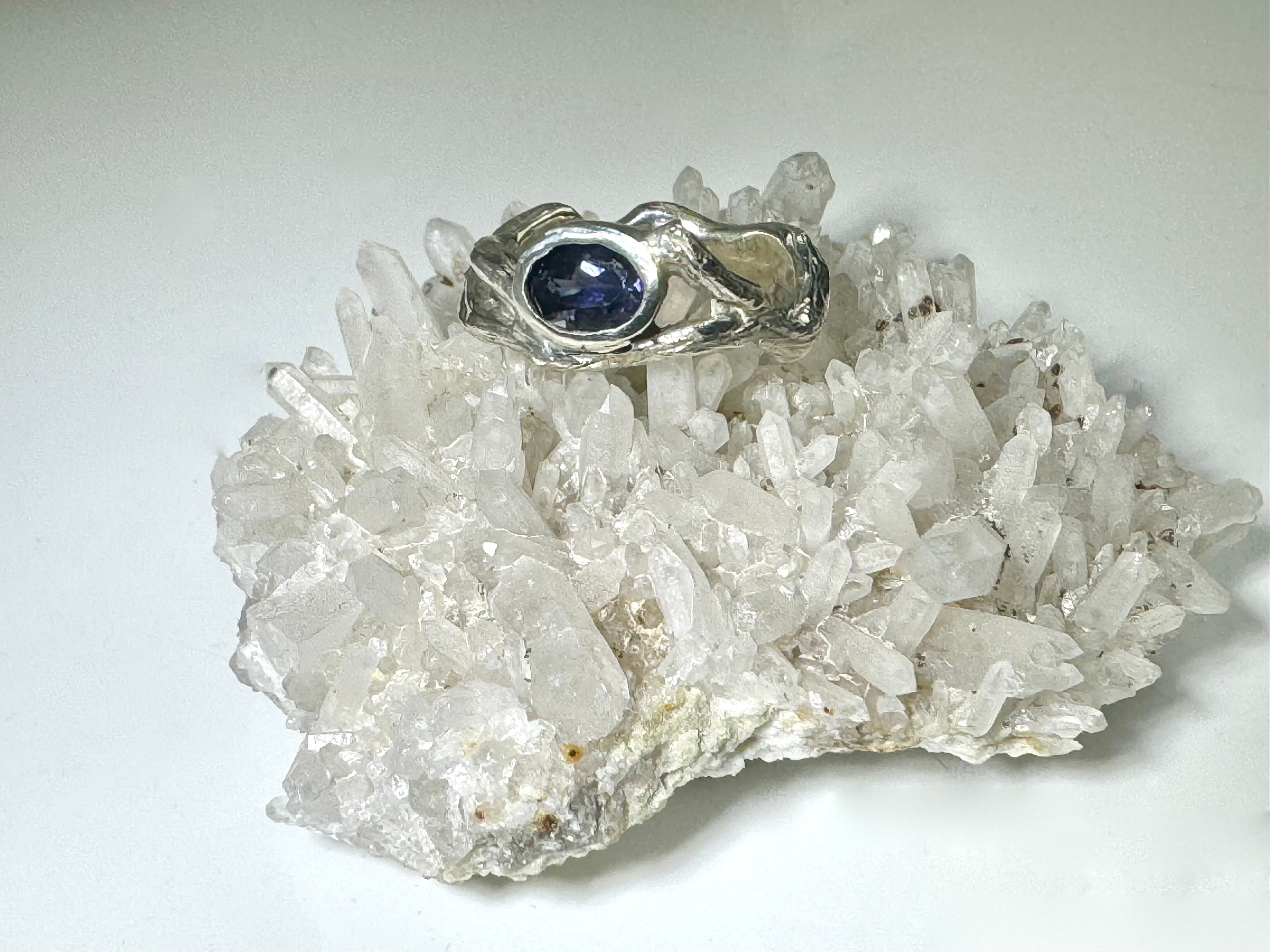 Iolite Bark Band Ring