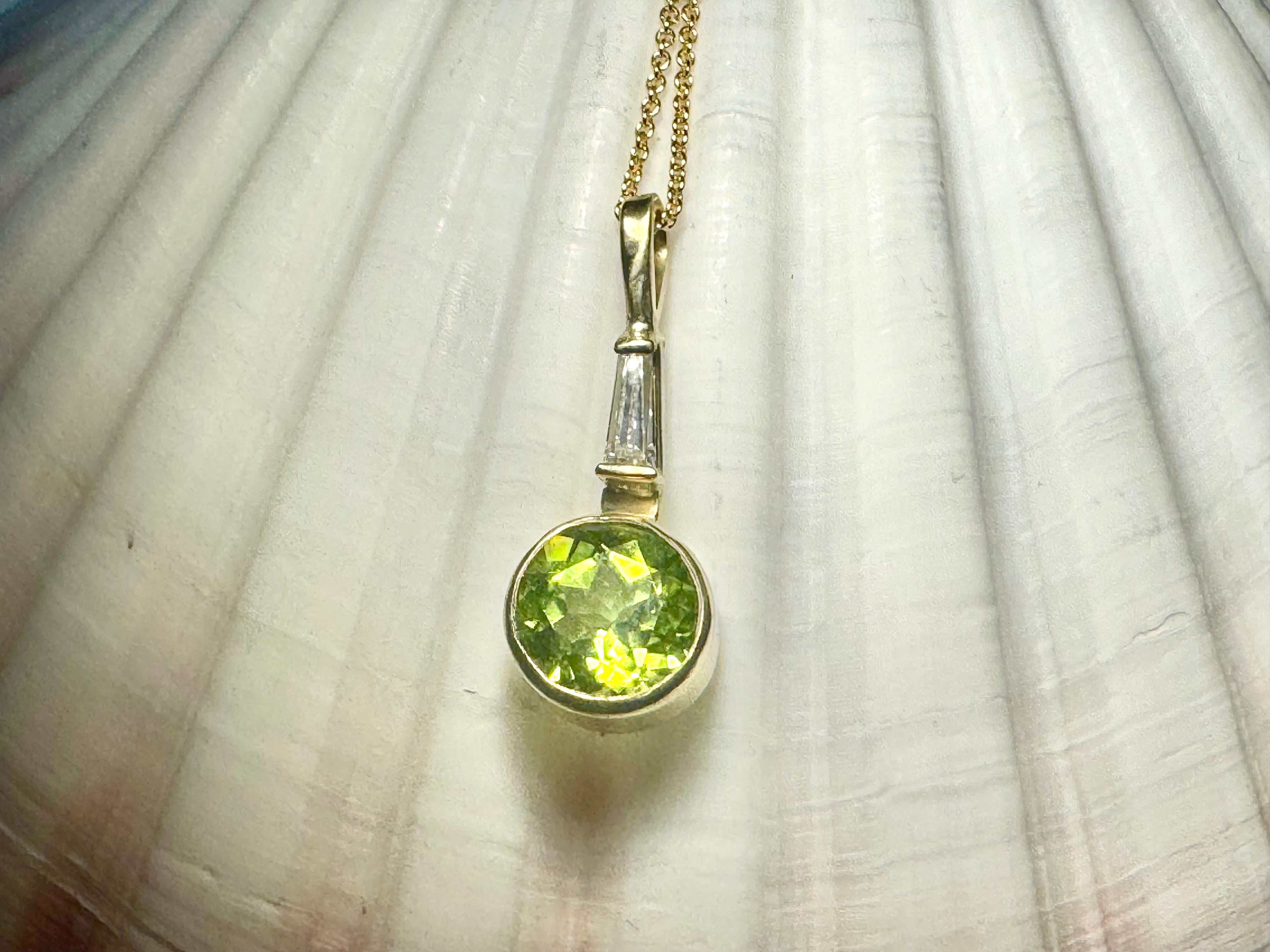 Peridot and Diamond 14k Pendant