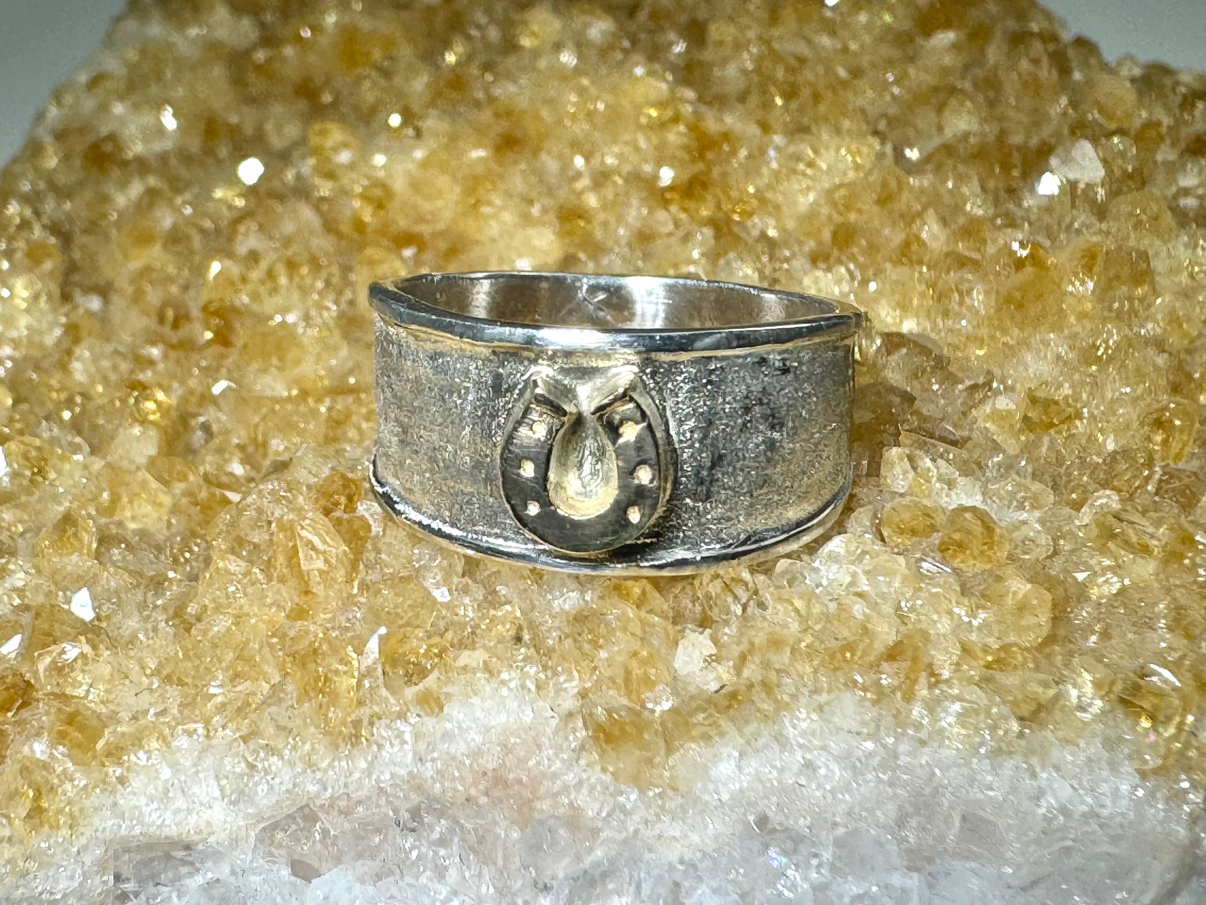 Horseshoe 18k & Sterling Silver Ring