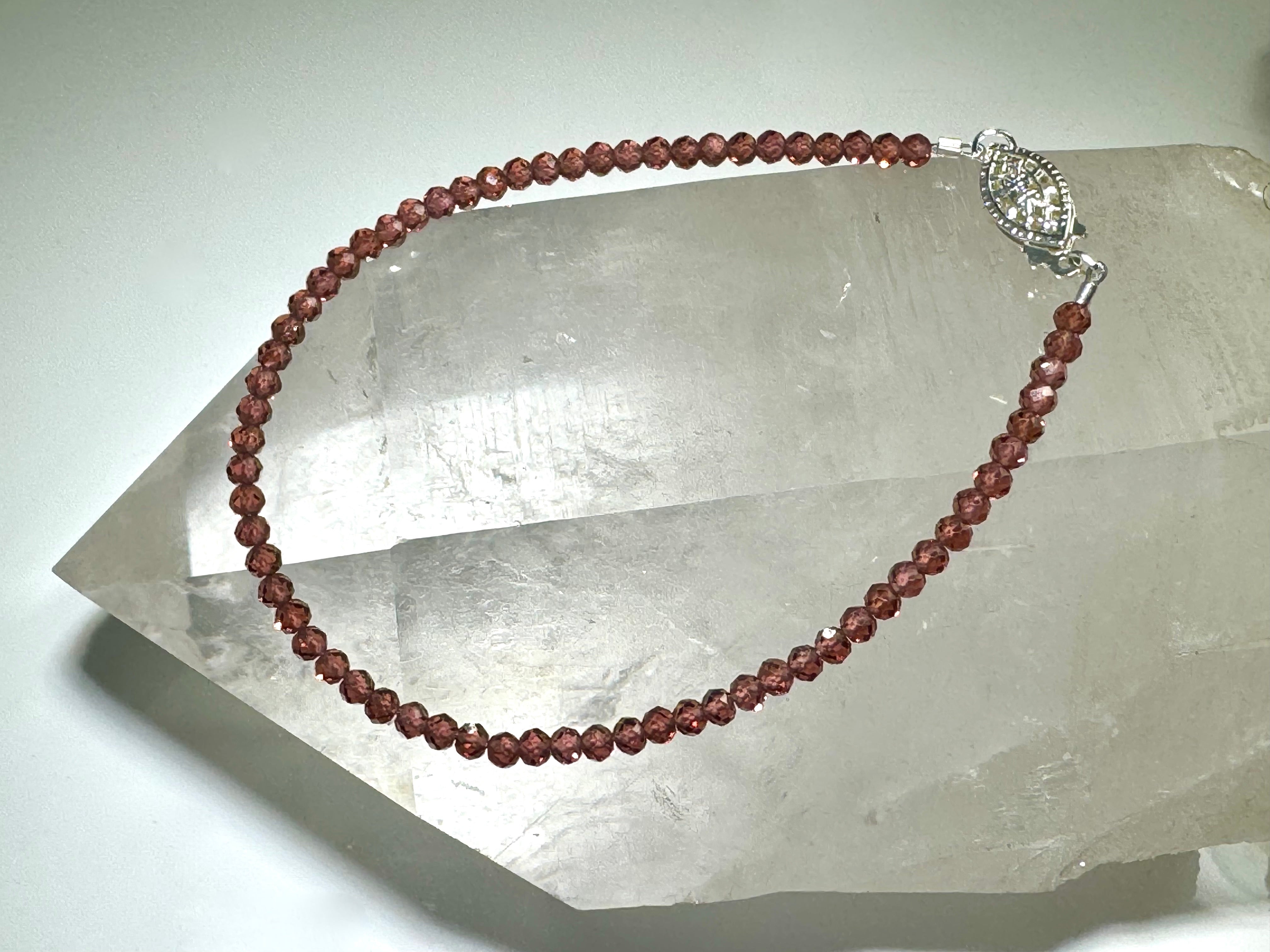 Garnet 3mm Bead Bracelet