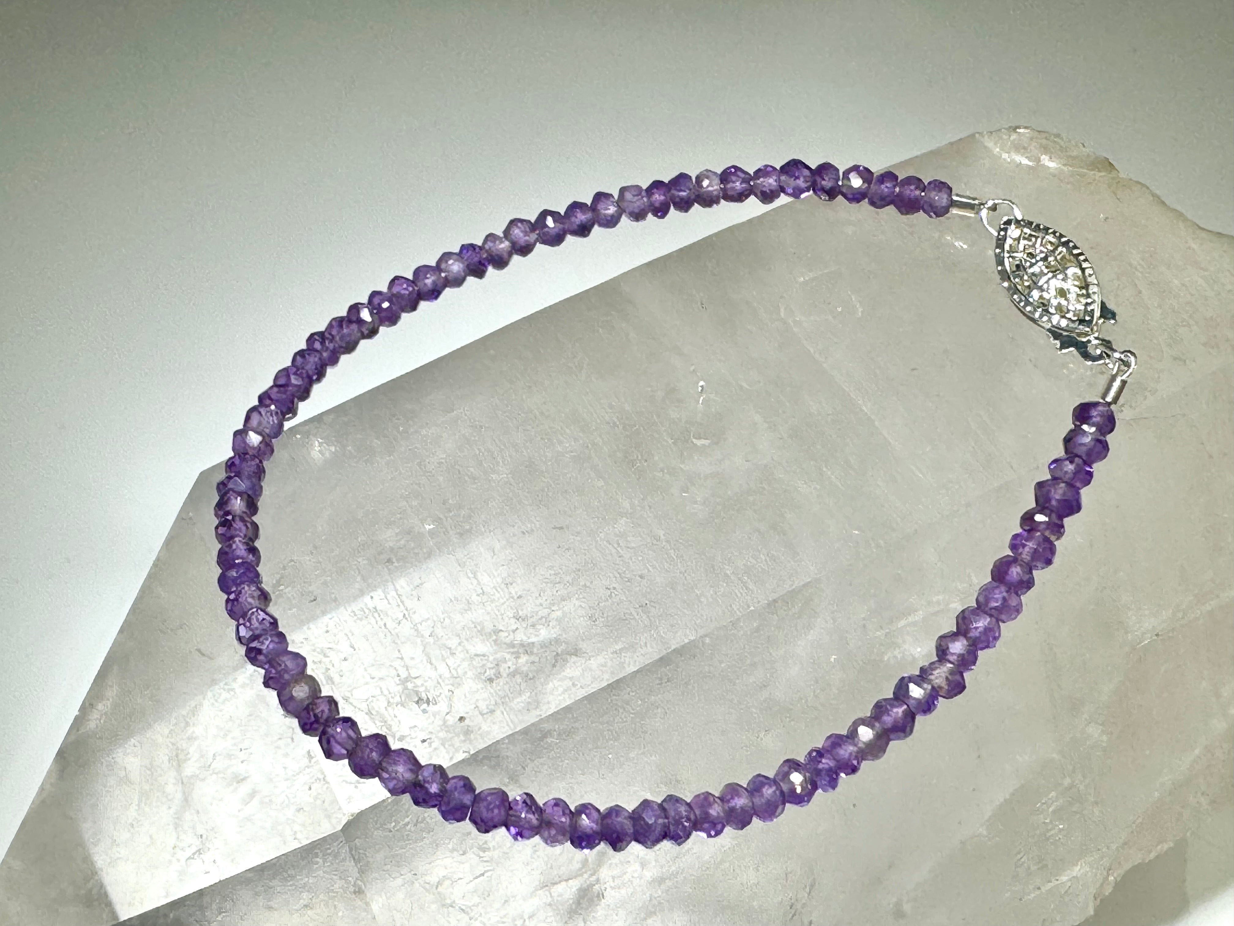 Amethyst 3mm Sterling Silver Bracelet - weight