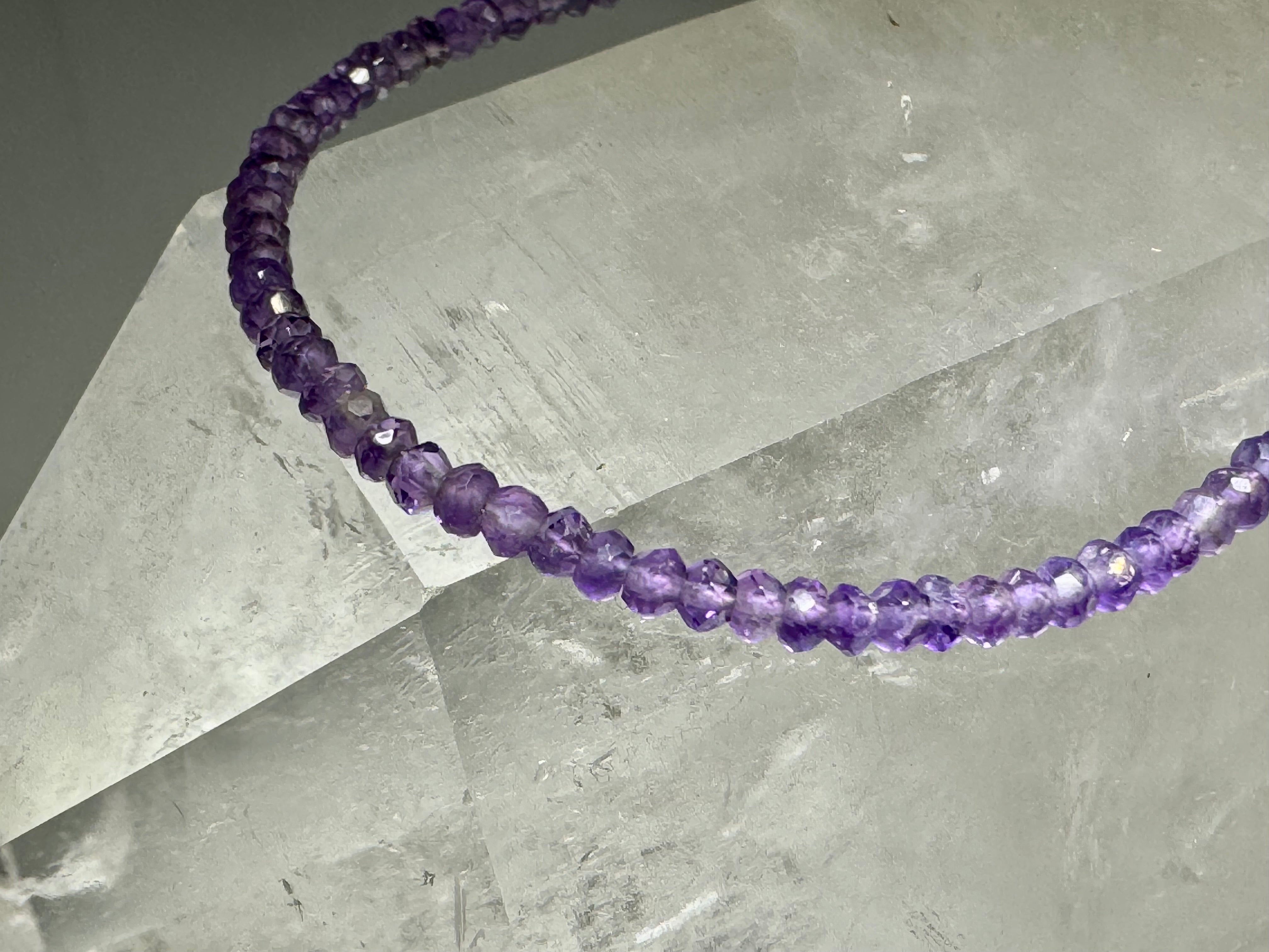 Amethyst 3mm Sterling Silver Bracelet - weight