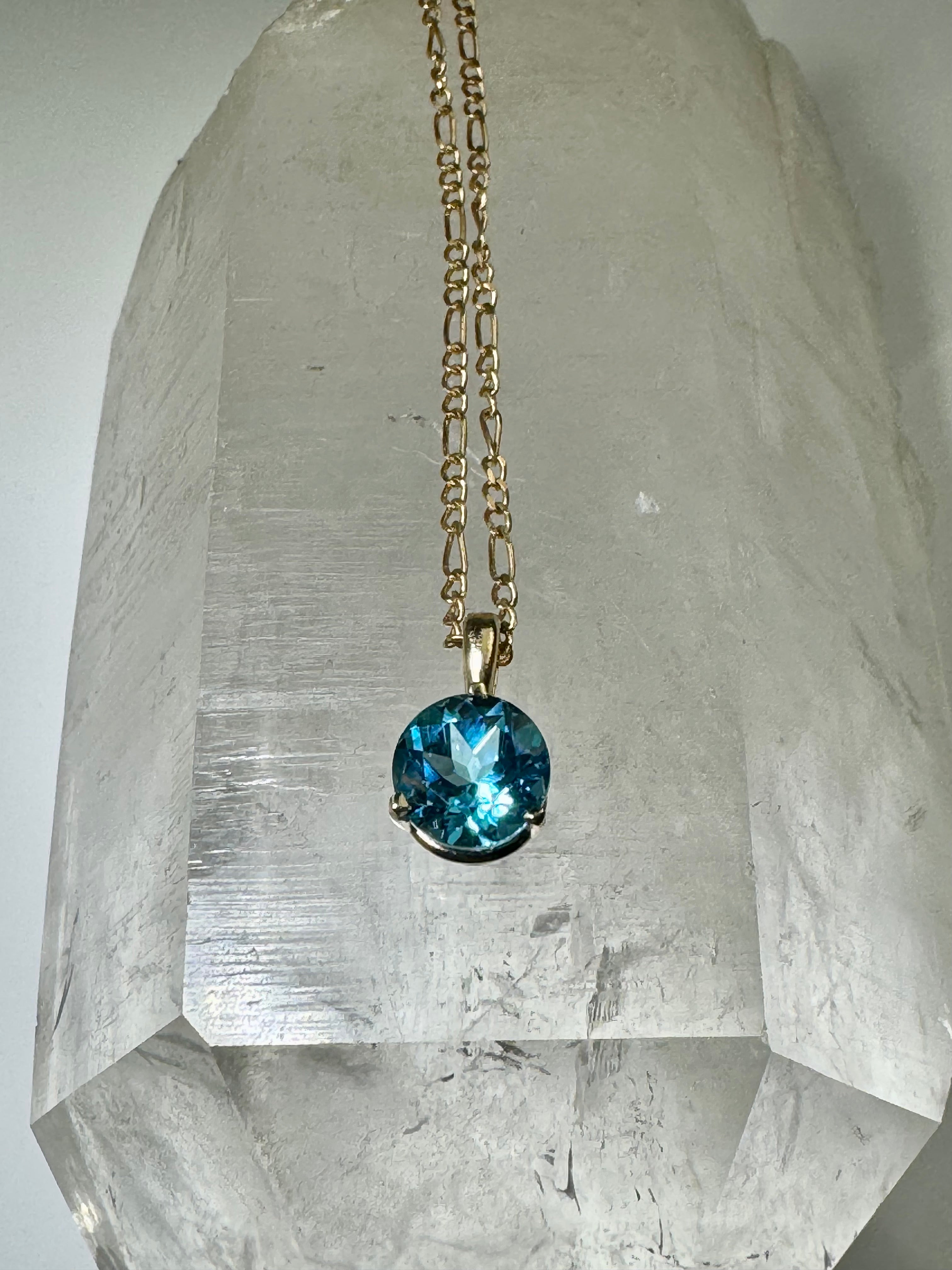 Blue Topaz 14k Gold Pendant