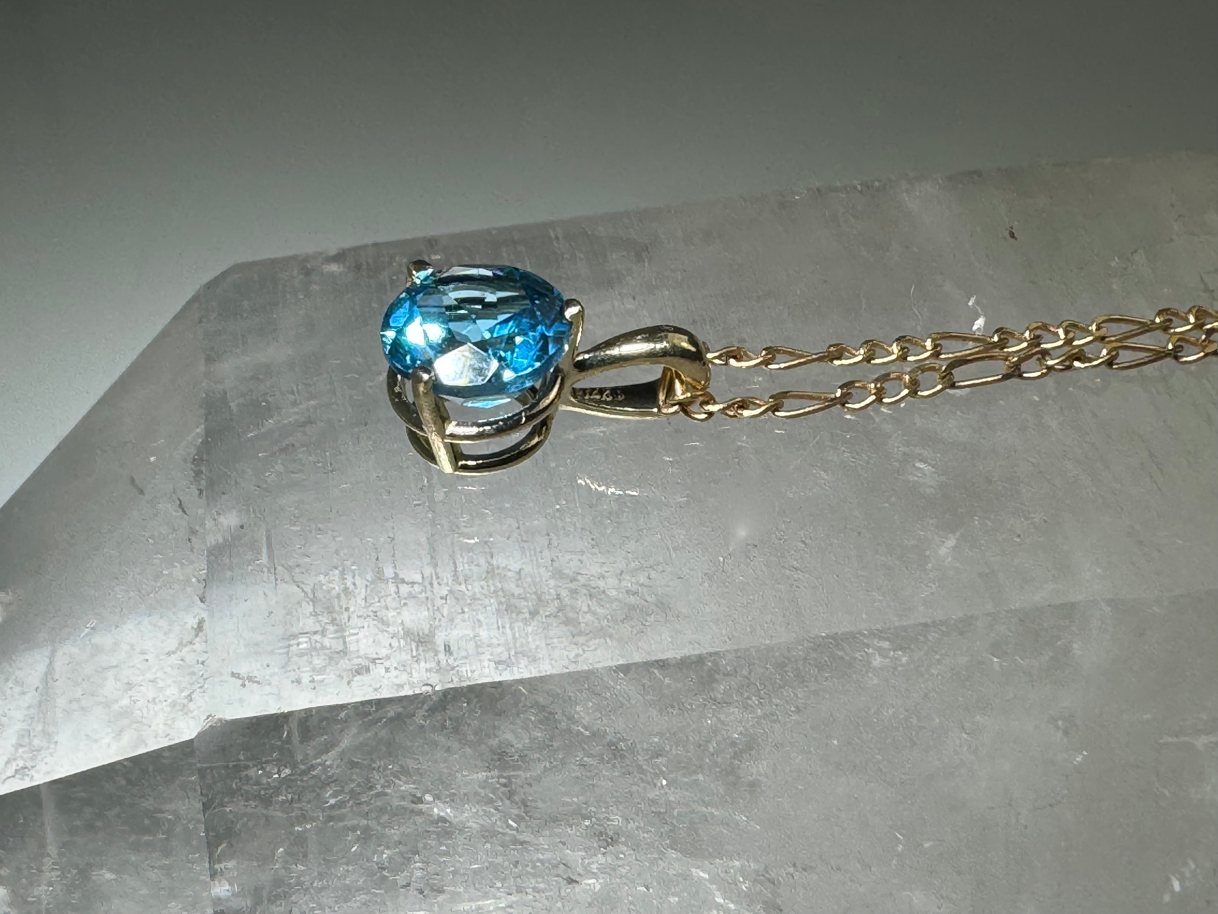 Blue Topaz 14k Gold Pendant