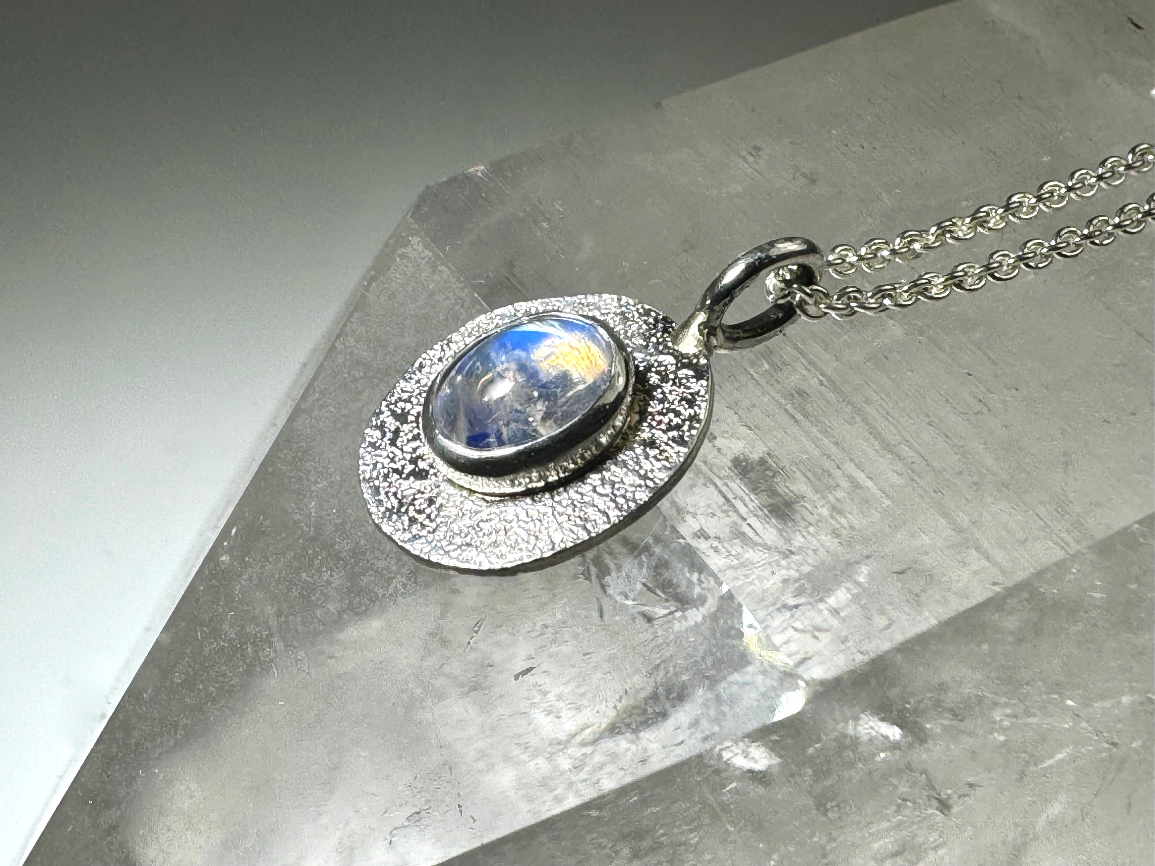 Rainbow Moonstone Sterling Pendant