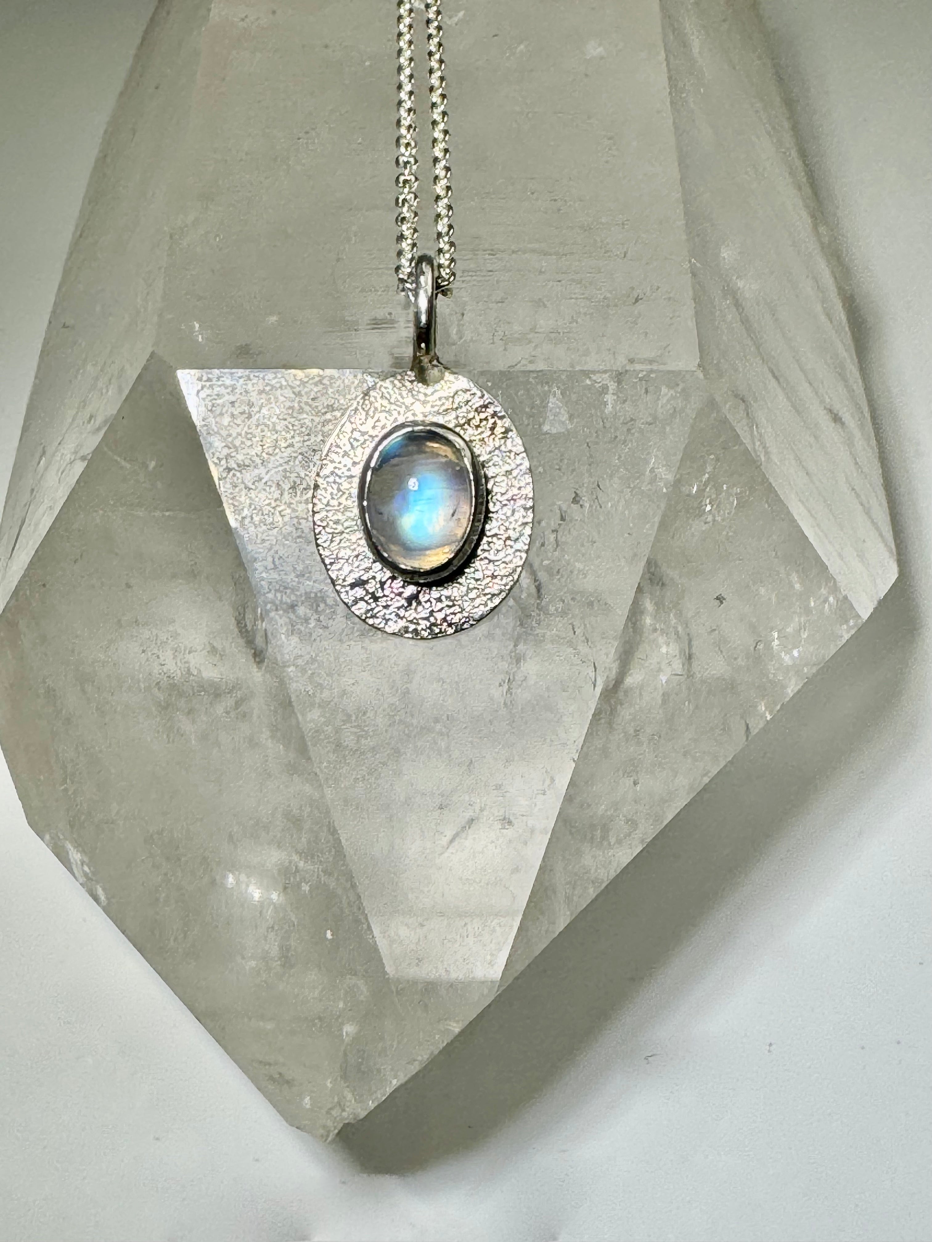 Rainbow Moonstone Sterling Pendant