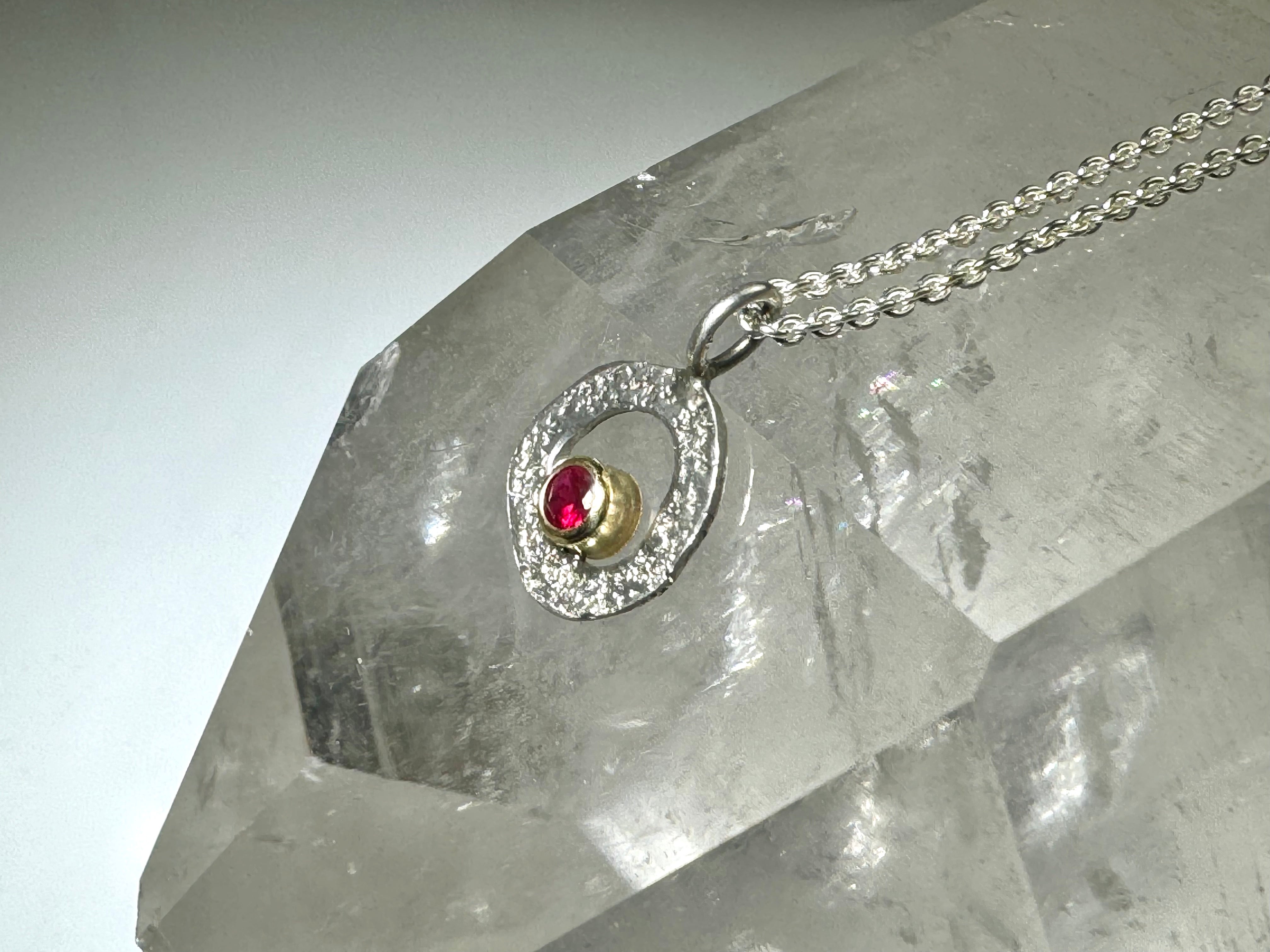 Ruby Open Texture Disc Pendant